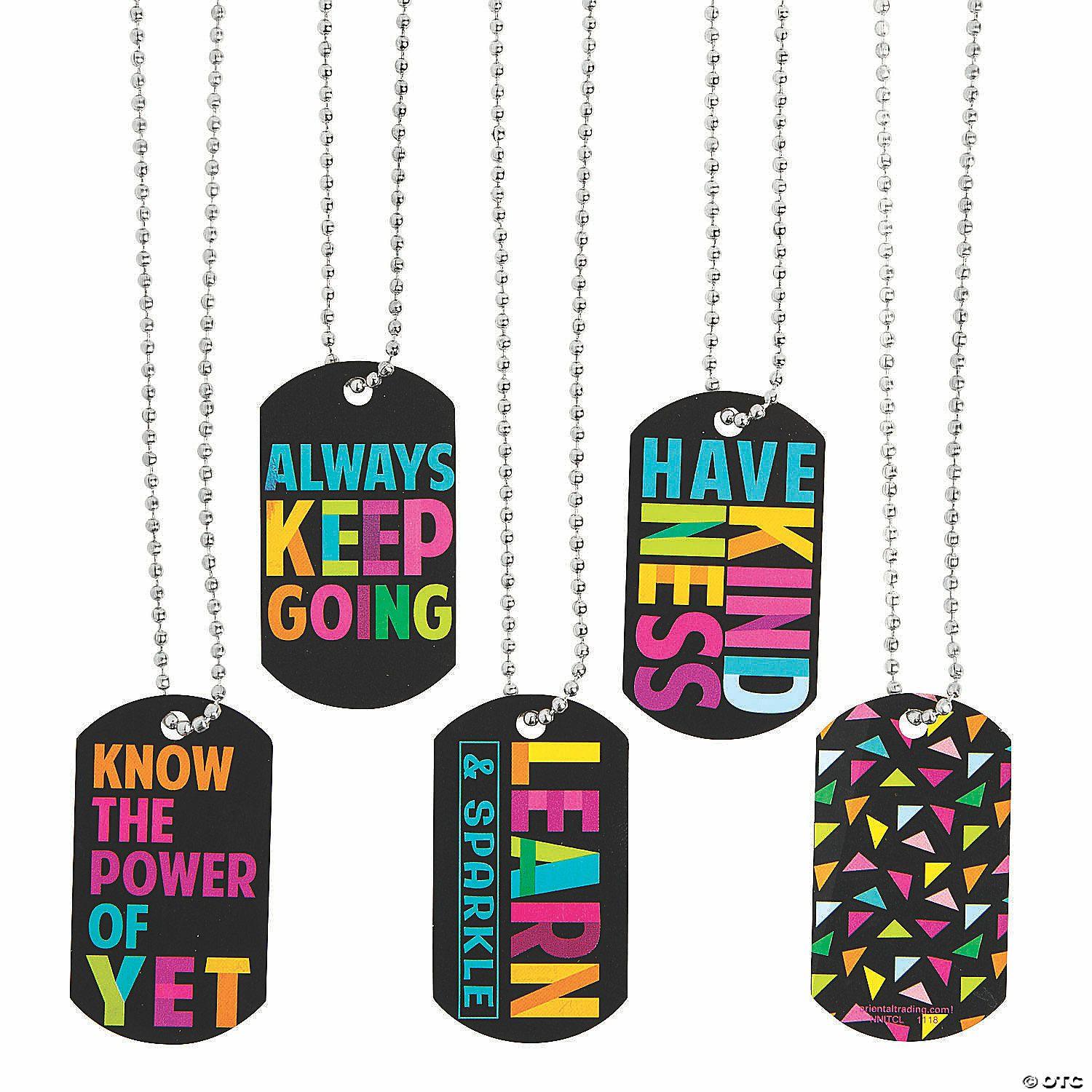 Growth Mindset | Confetti Dog Tag Necklaces – 12 Pc.