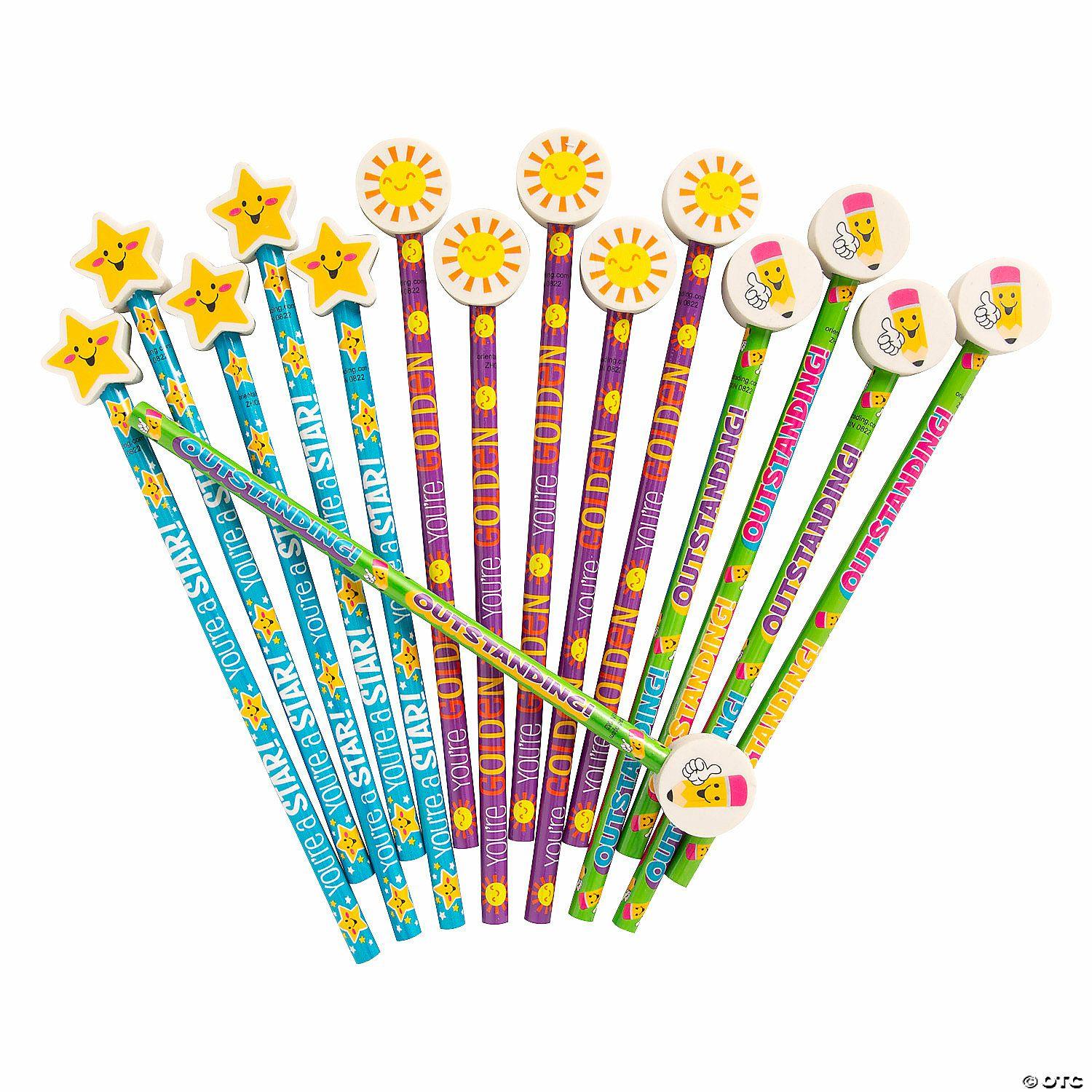 Growth Mindset | Motivational Pencils with Pencil Top Erasers – 12 Pc.