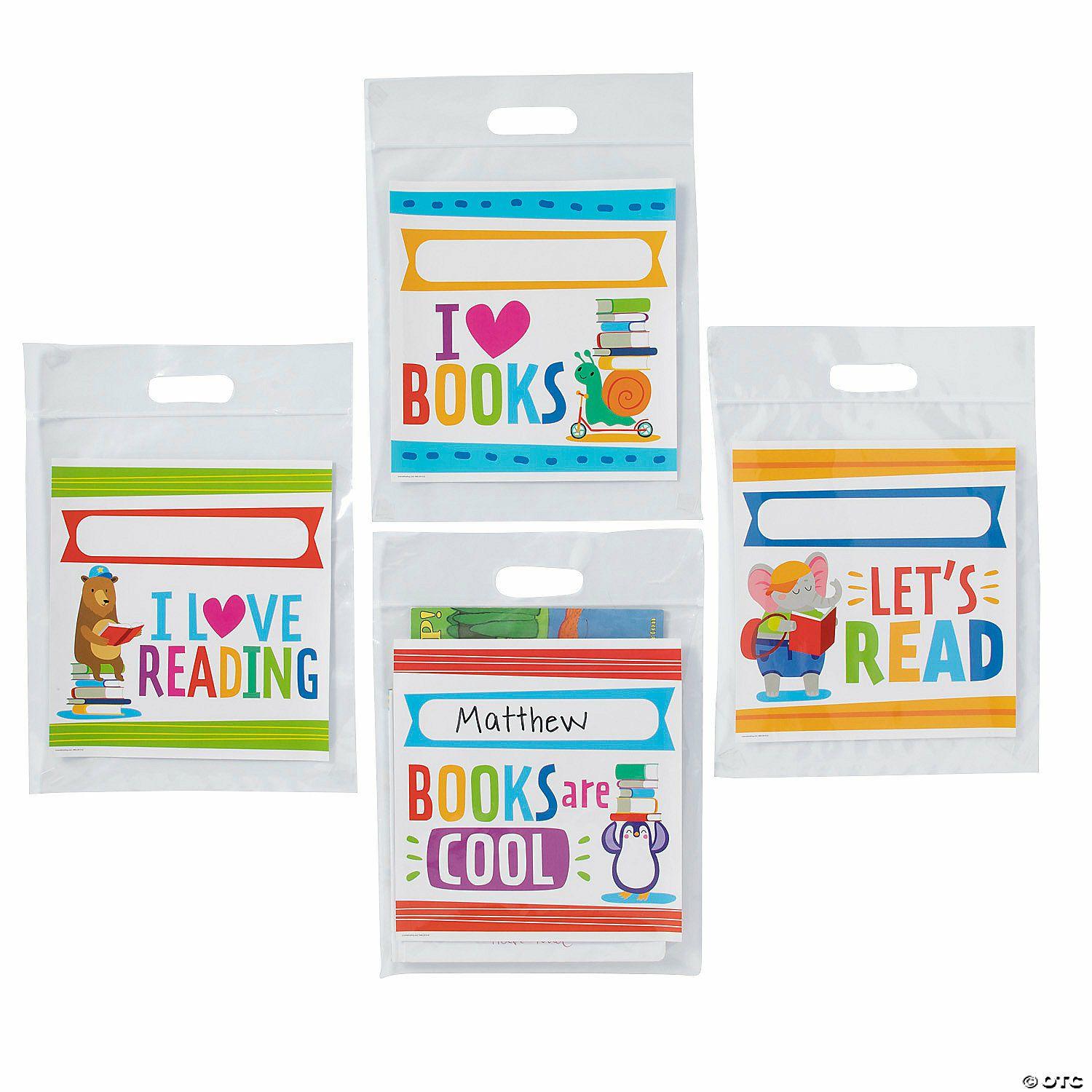 Language Arts | 10 1/2″ x 14 1 4″ Animal Reading Buddy Plastic Book Bags – 12 Pc.