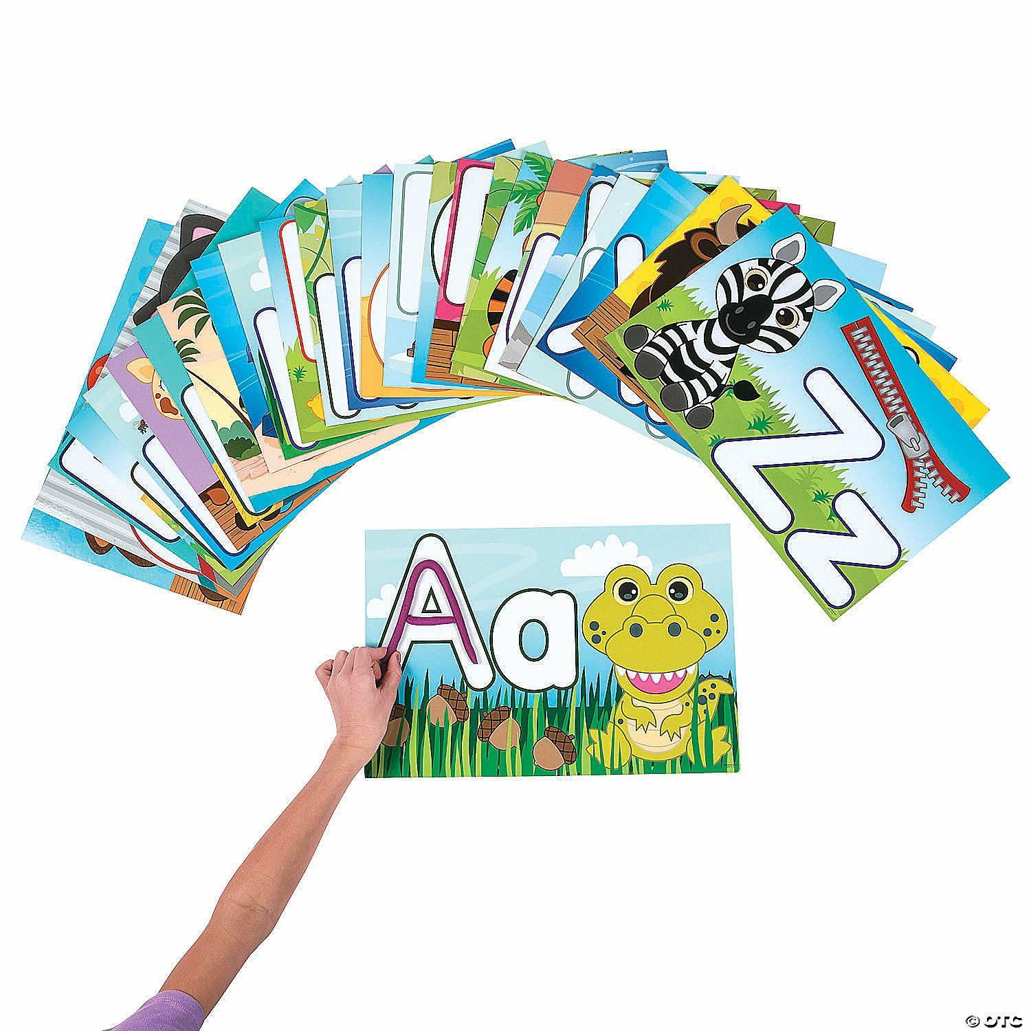 Language Arts | 15″ x 10″ Alphabet Letter Learning Laminated Cardstock Mats – 26 Pc.