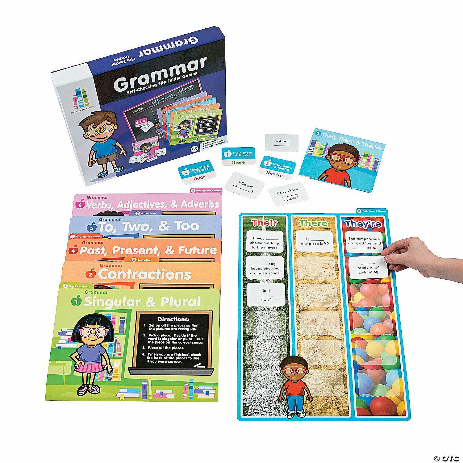 Language Arts | 18″ x 11 1 2″ Grammar Cardstock File Folder Games – 6 Pc.