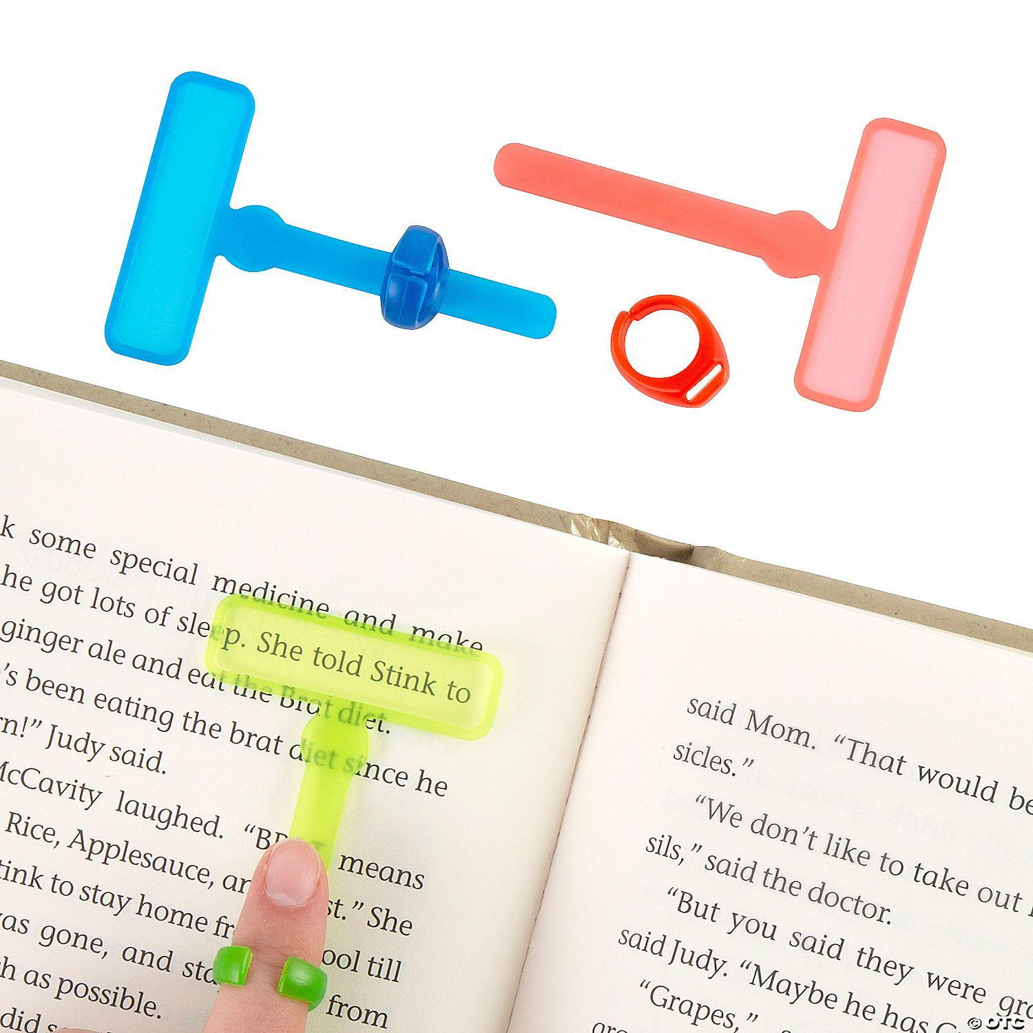 Language Arts | 2″ Reading Highlighter Tool Solid Color Plastic Finger Rings – 24 Pc.