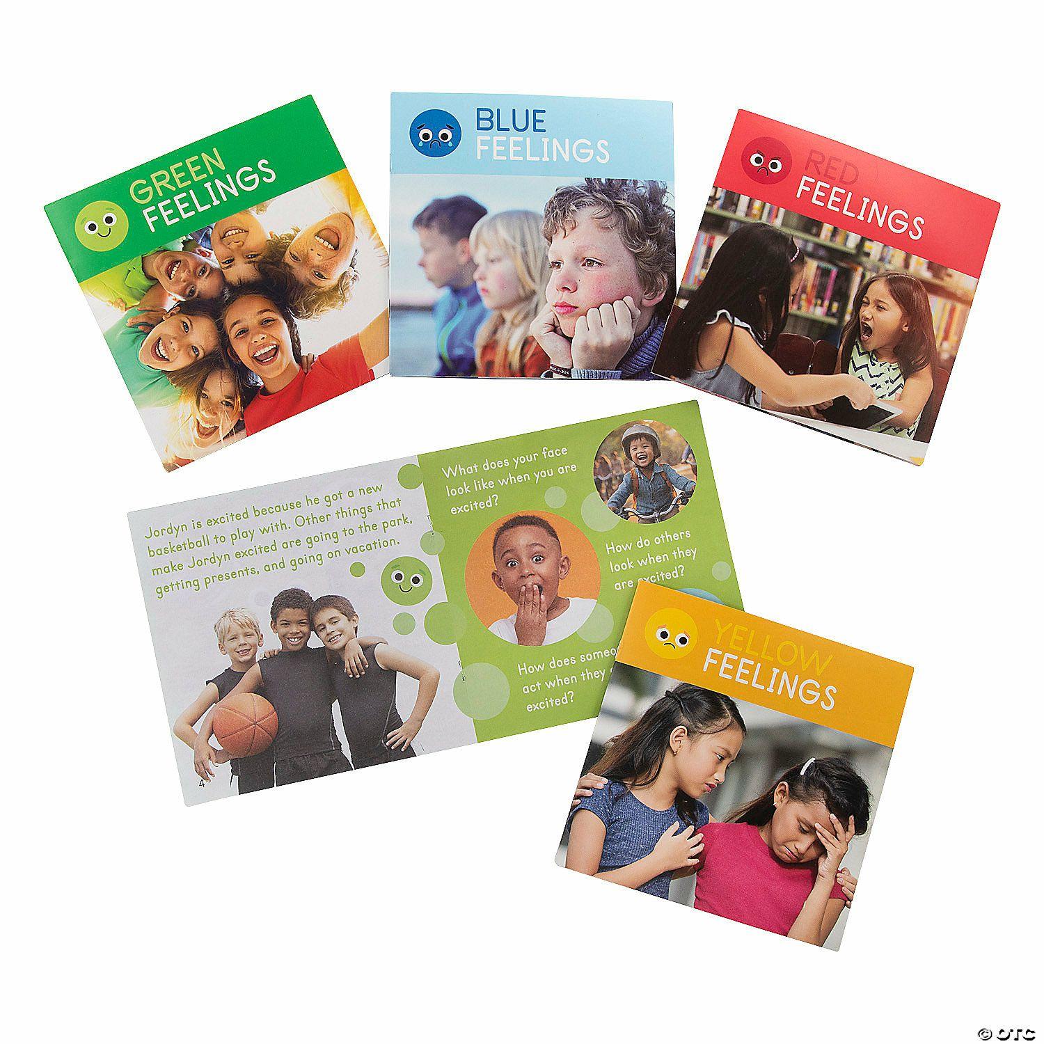 Language Arts | 5″ x 5″ Social Emotional Learning Feelings Educational Paper Readers – 4 Pc.