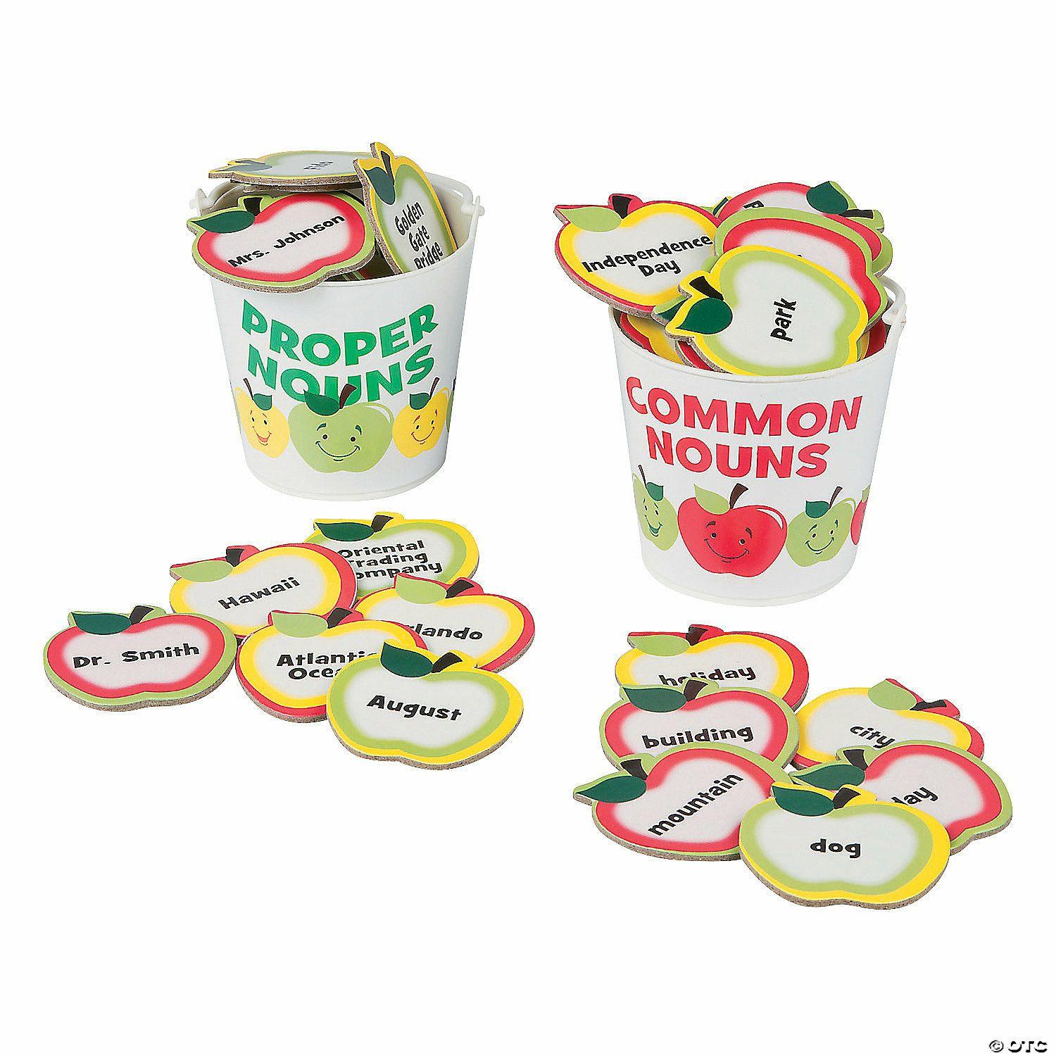 Language Arts | Common & Proper Noun Chipboard Apples & Buckets Sorting Game