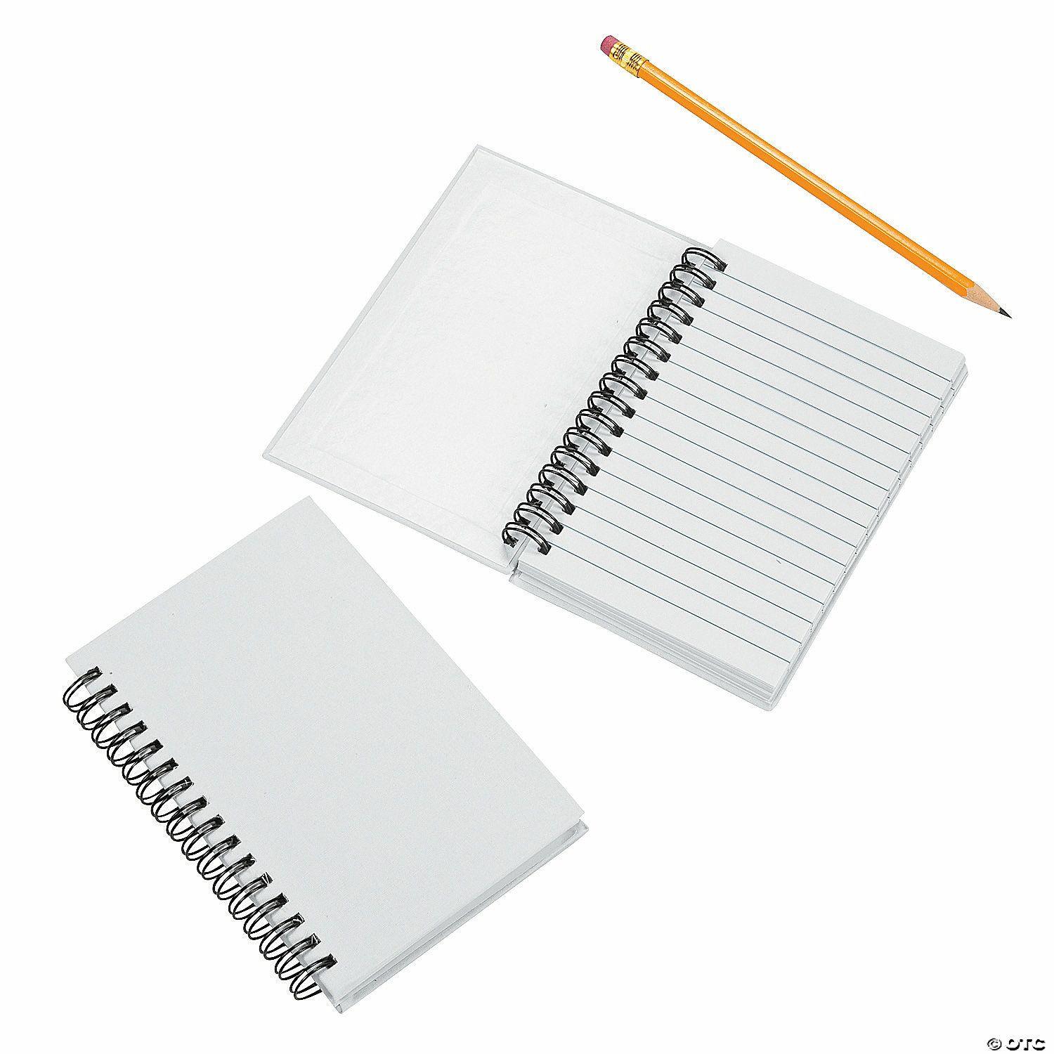 Language Arts | DIY White Canvas Spiral Notebooks – 12 Pc.