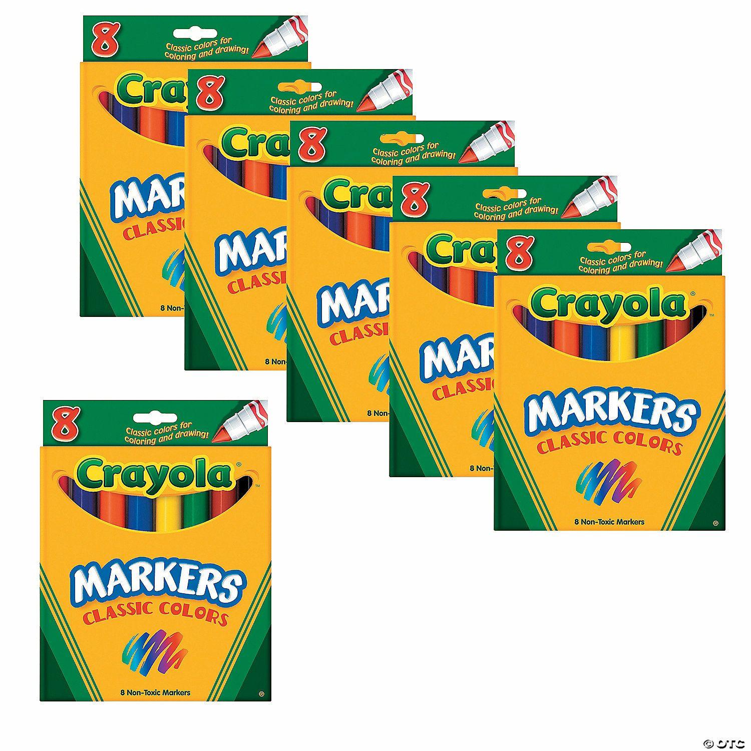 Markers | Bulk 12 Boxes of Crayola® Conical Tip Classic Markers – 8 Colors Per Box