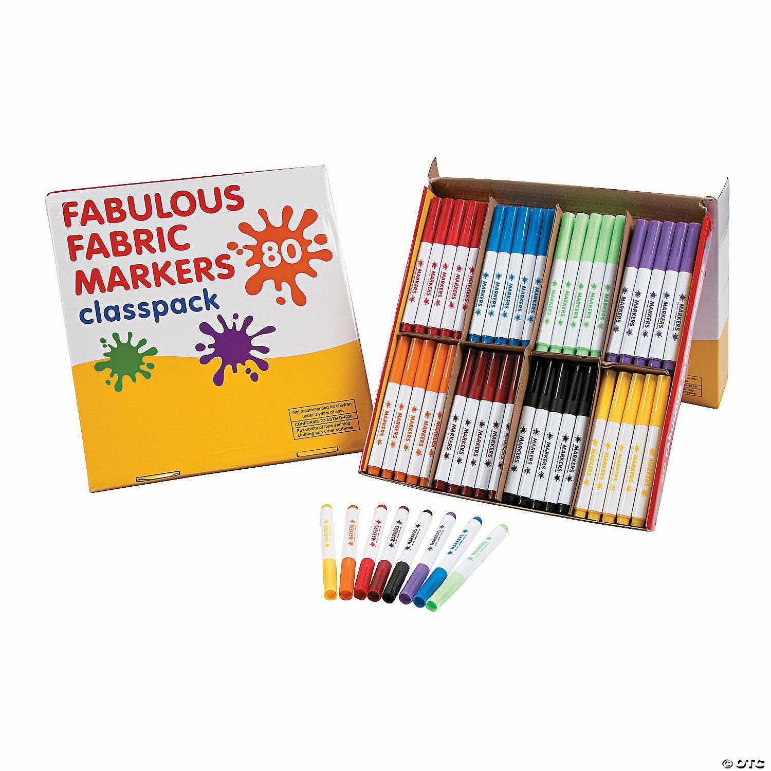 Markers | Bulk 80 Pc. Fabulous Fabric Marker Pack – 8 colors per pack