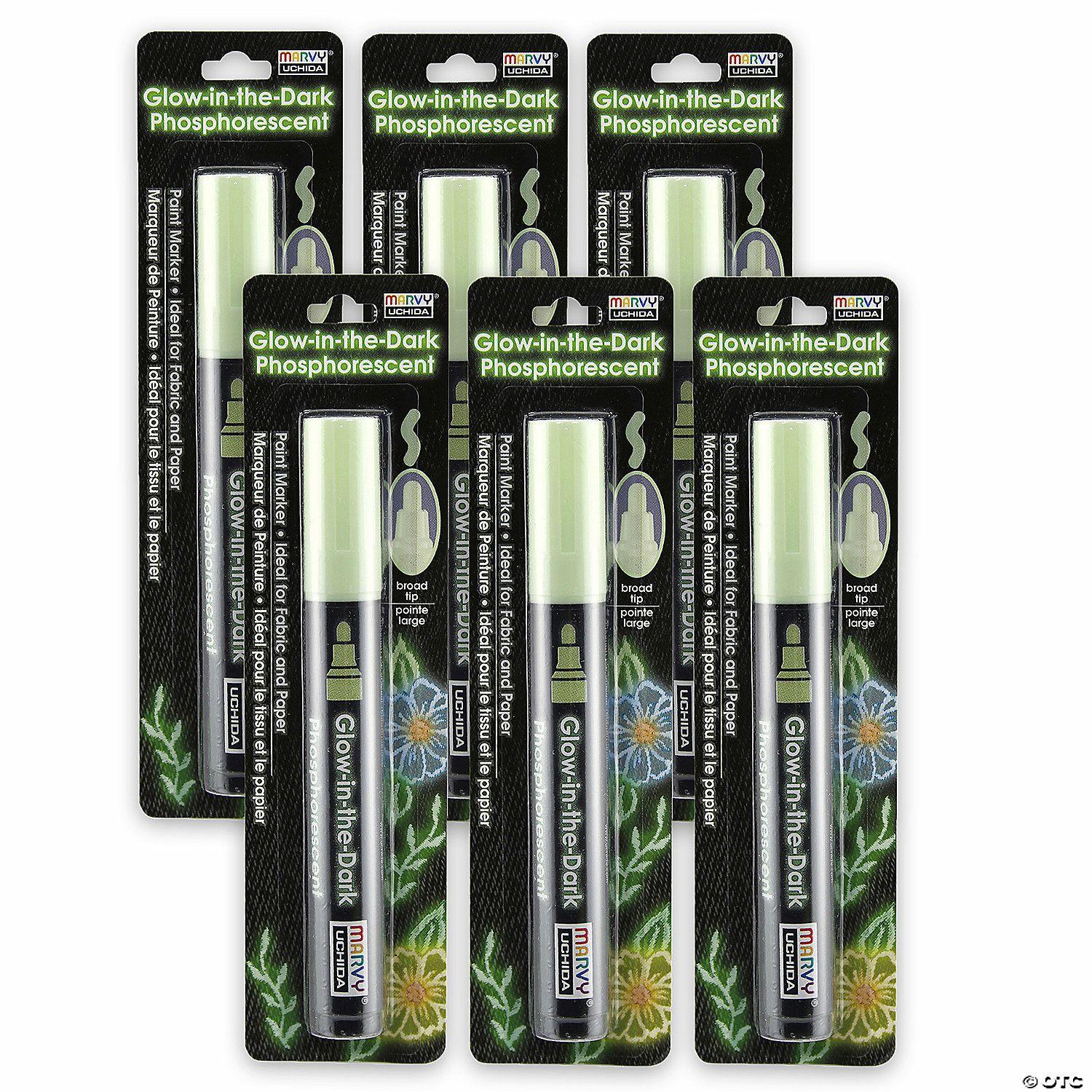 Markers | Marvy Uchida Glow In The Dark Green Fabric Marker, Pack of 6