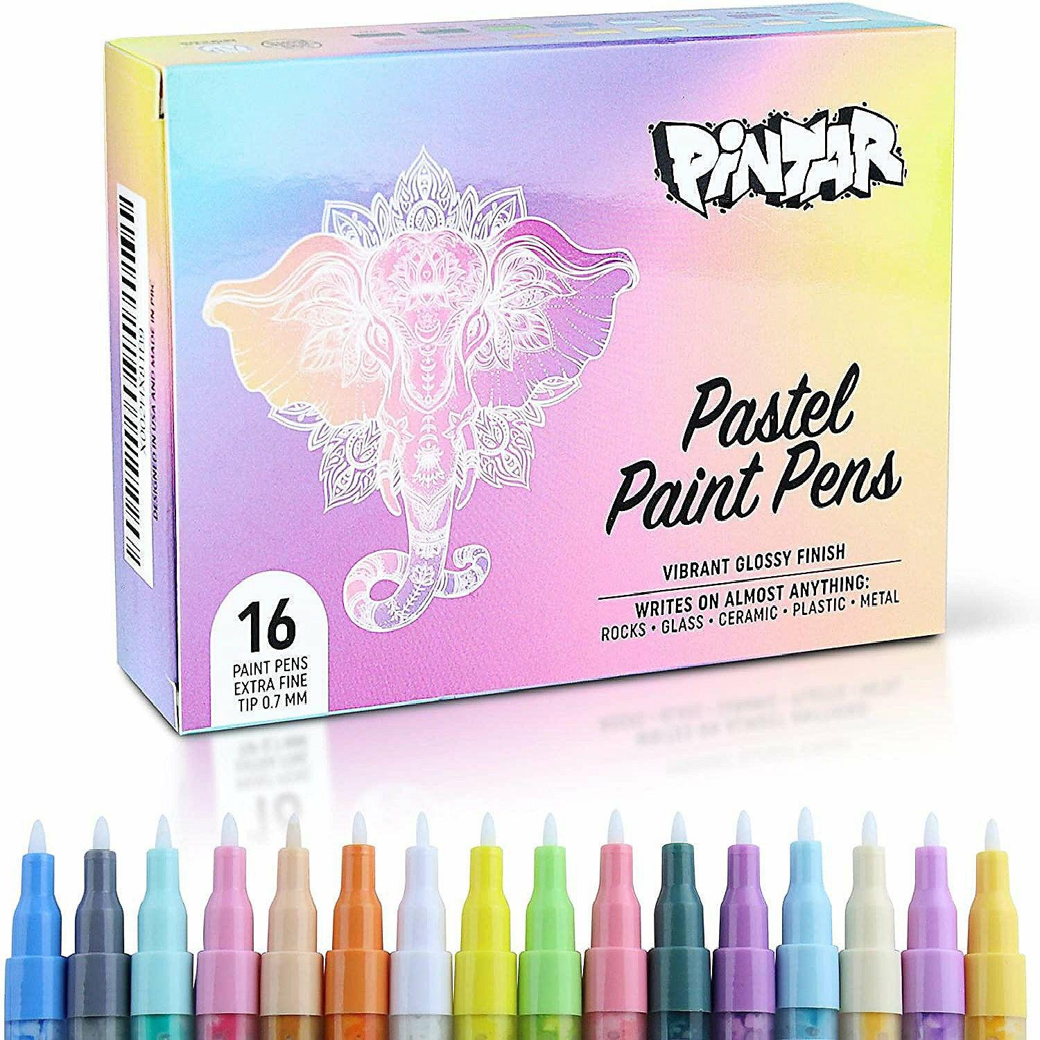 Markers | Pintar 16 Pack Acrylic Pastel Paint Pens with 0.7mm Ultra Fine Tips / Default Title