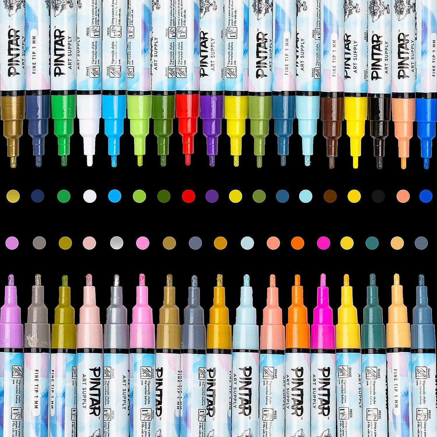 Markers | PINTAR Acrylic Paint Markers Set – Pack of 35, 1mm