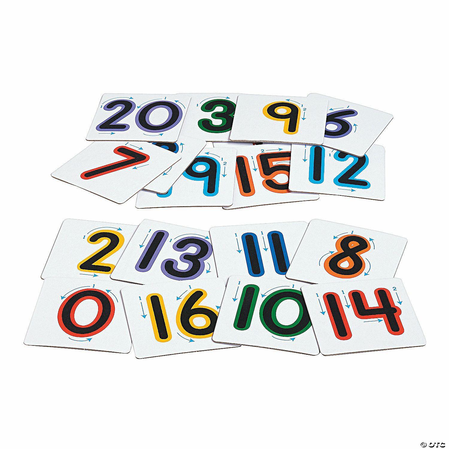 Math | 3 1/2″ x 3 1 2″ Cardboard Sensory Number Cards – 21 Pc.