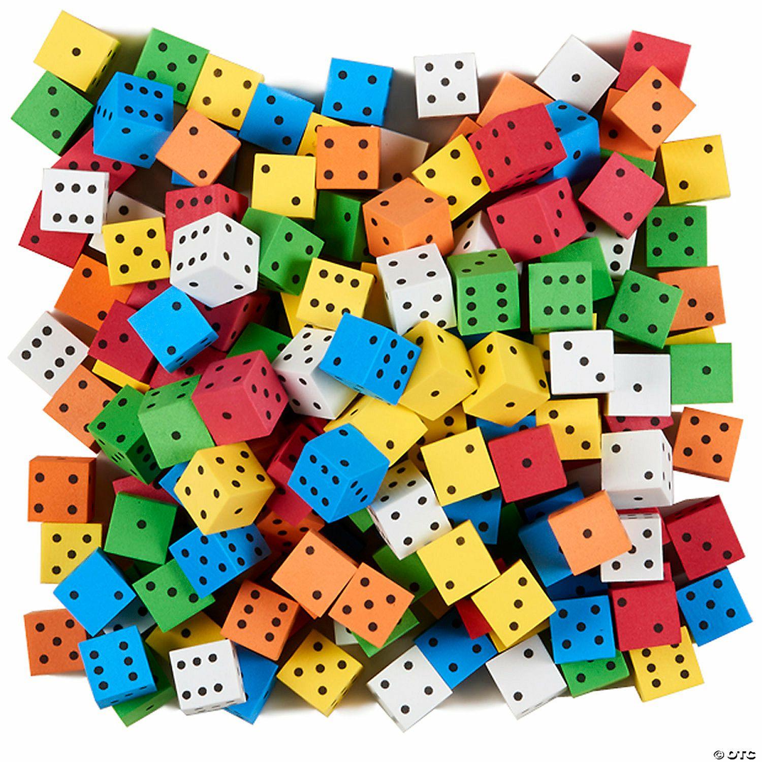 Math | Koplow Games Foam Spot Dice, Assorted Color, 16mm, Bag of 200