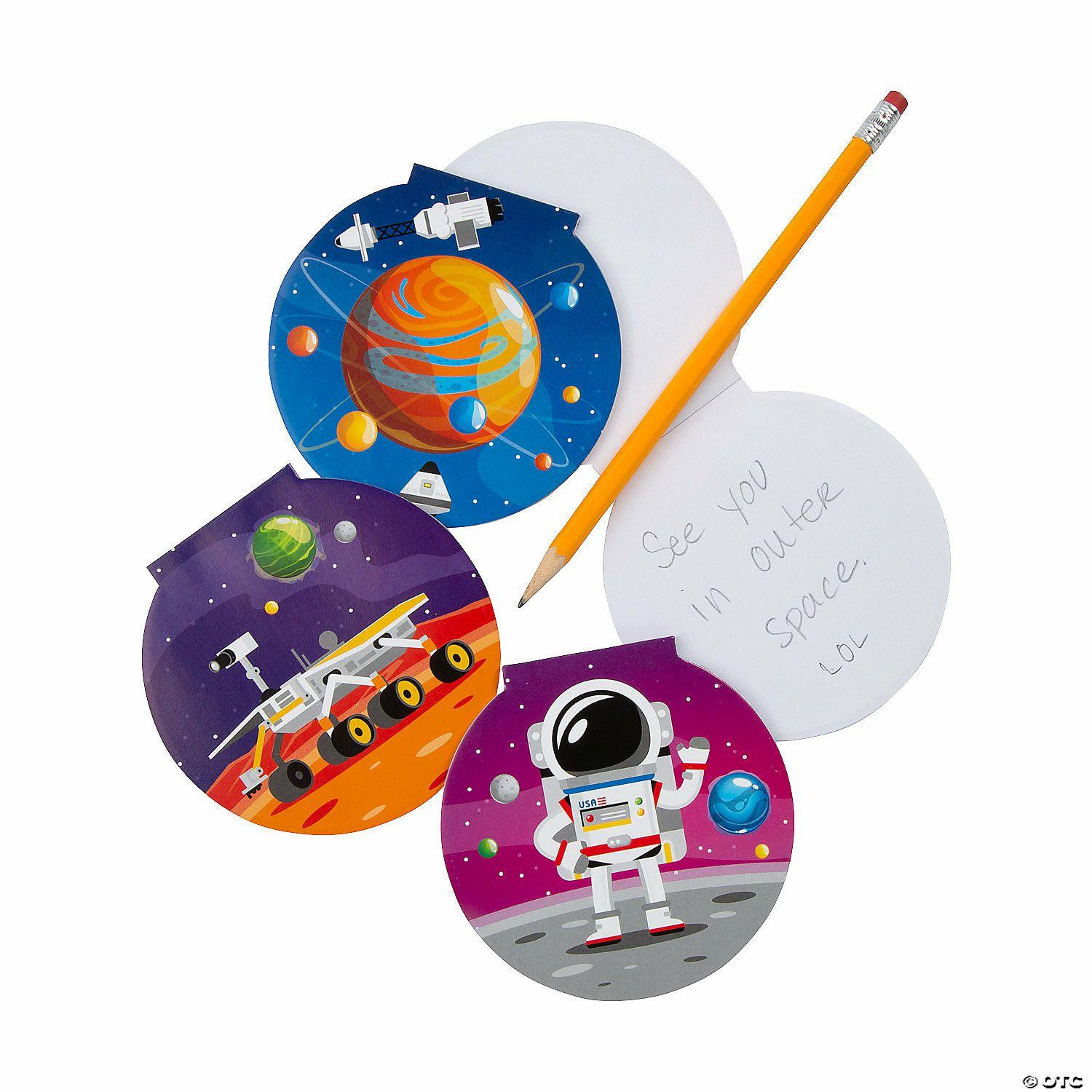 Notepads | 4″ Die Cut Outer Space Planet Paper Notepads – 24 Pc.