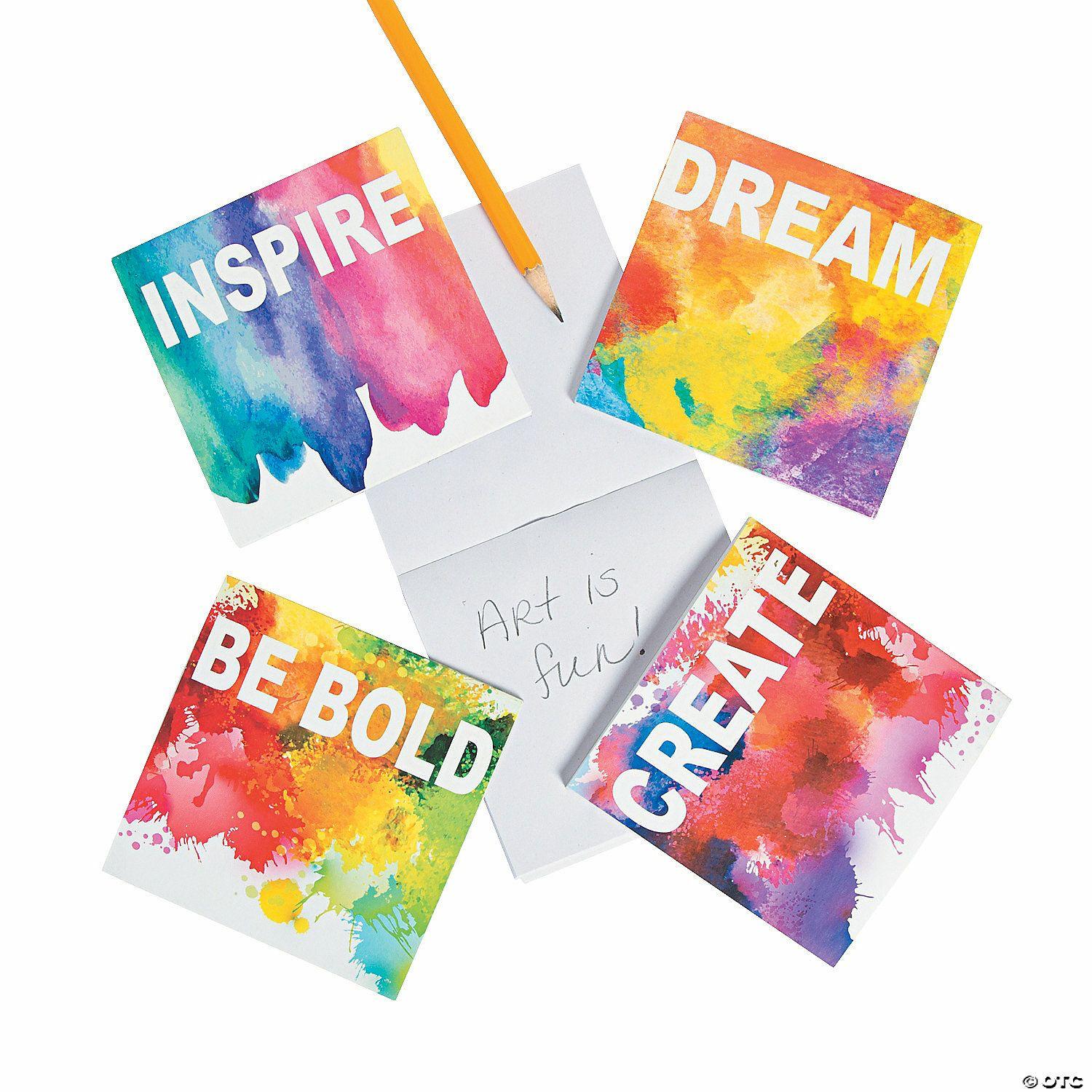 Notepads | 4″ x 4″ 25 pg. Inspirational Sayings Watercolor Multicolor Paper Notepads – 24 Pc.