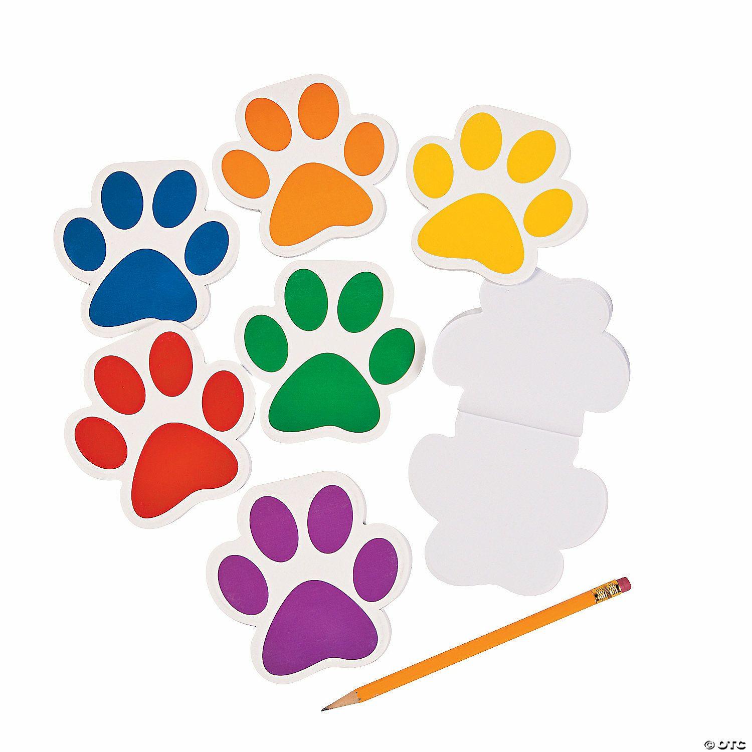 Notepads | 4″ x 4″ Brightly Colored Paw Print-Shaped Paper Notepads – 24 Pc.