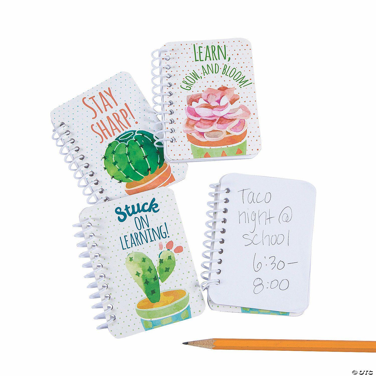 Notepads | Cactus & Succulents Mini Spiral Notebooks – 24 Pc.