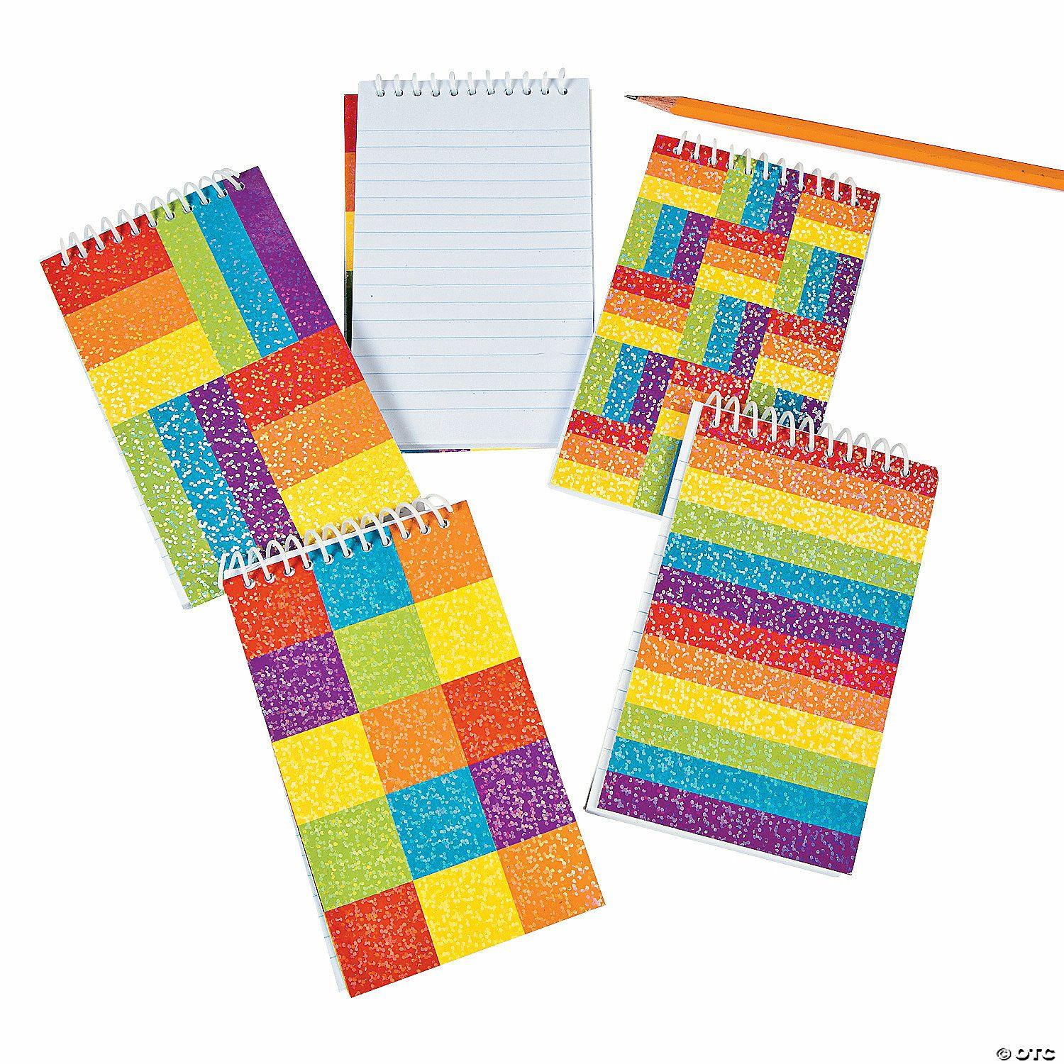 Notepads | Rainbow Glitter Spiral Notepads – 12 Pc.