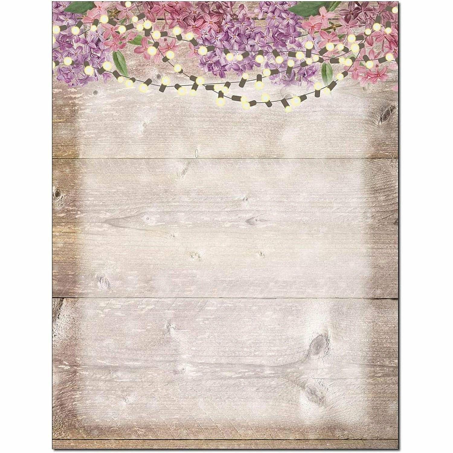 Notepads | Stonehouse Collection Rustic Stationery – 8.5 x 11-60 Letterhead Sheets (Purple Flowers)