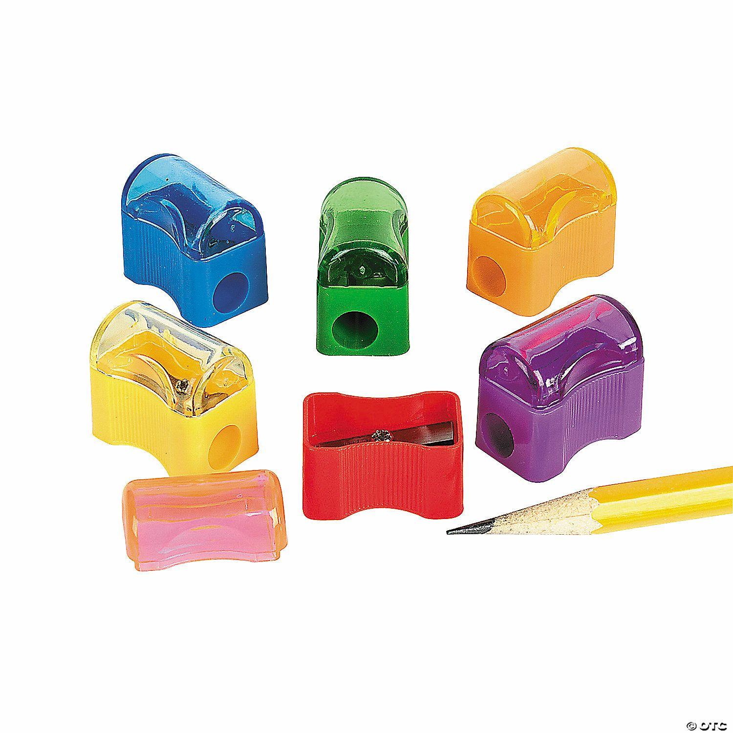 Office Supplies | 1″ Bulk 72 Pc. Bright Solid Color Plastic Pencil Sharpeners with Caps