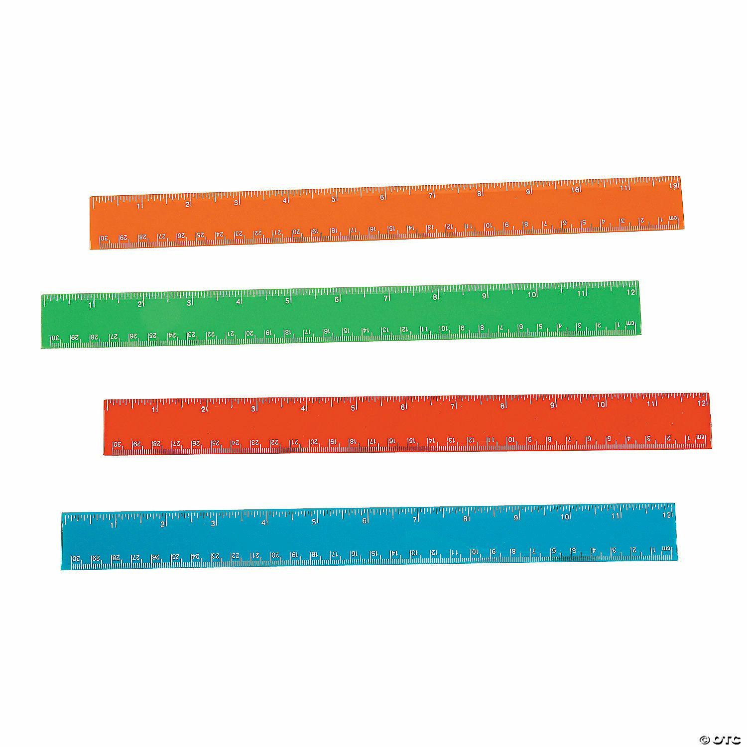 Office Supplies | 12″ Assorted Bright Colors Plastic Rulers – 12 Pc.