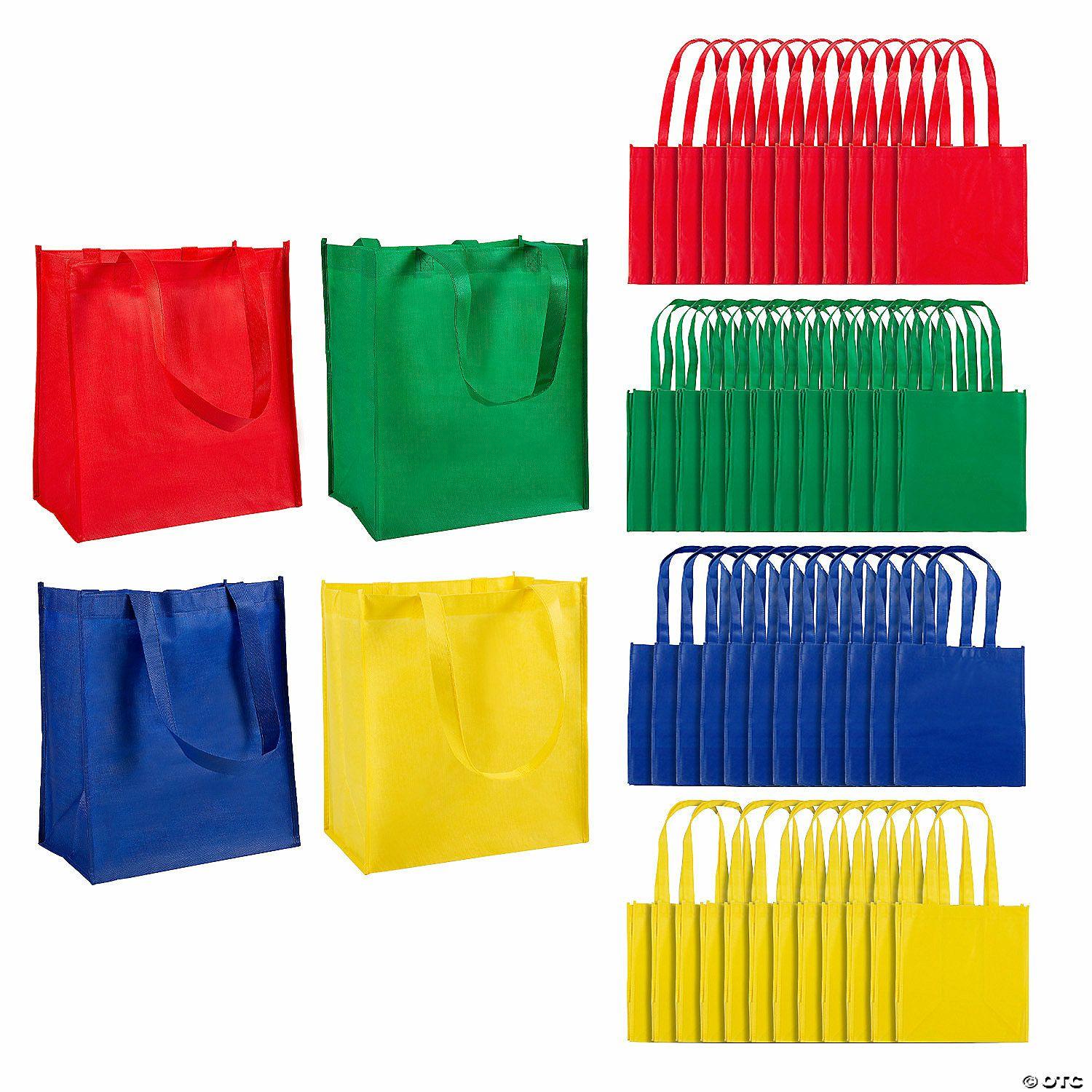 Office Supplies | 12″ x 13″ Bulk 50 Pc. Large Primary Color Nonwoven Shopping Tote Bags