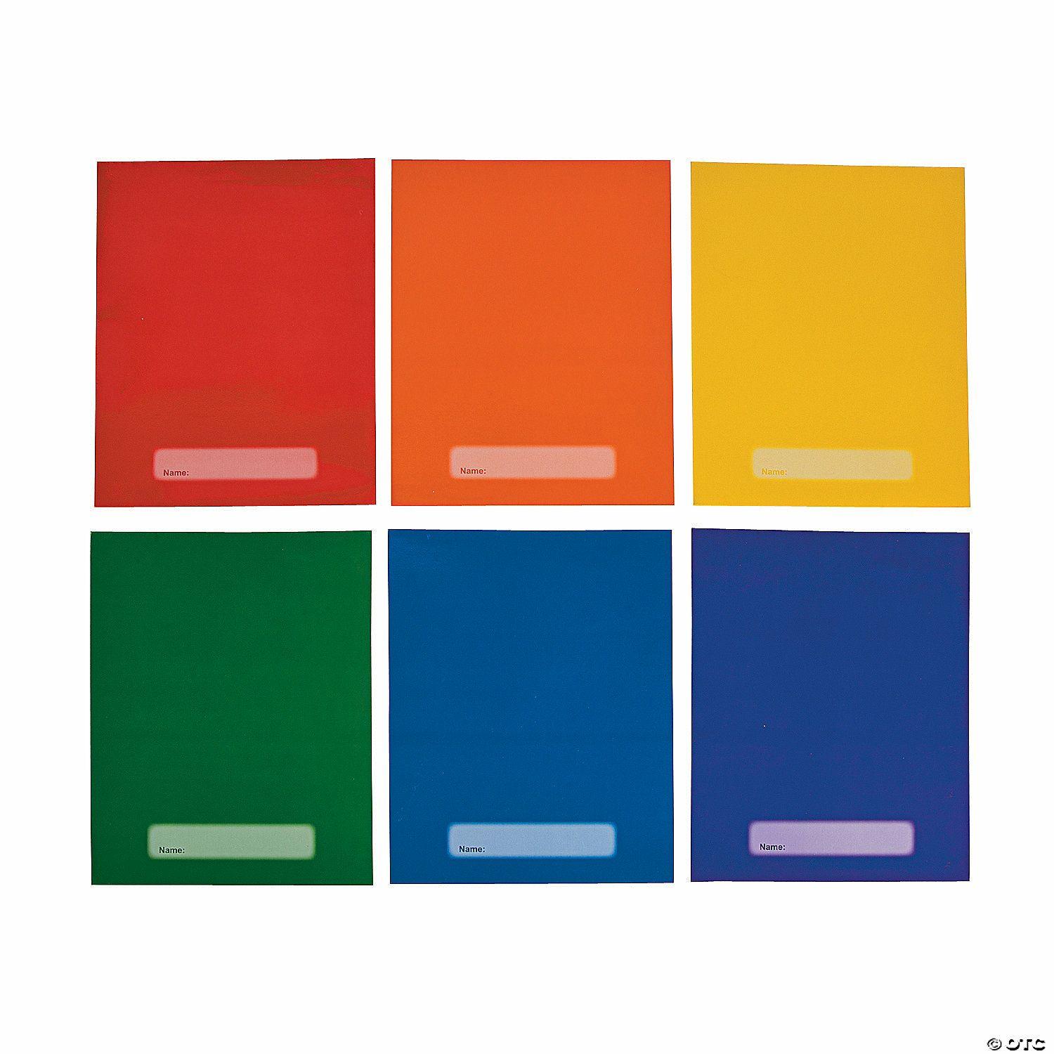 Office Supplies | Laminated Rainbow Pocket Folders – 12 Pc.