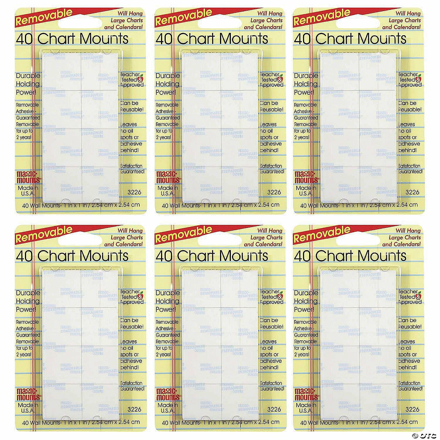 Office Supplies | Magic Mounts Chart Mounts, 1″ x 1″, 40 Per Pack, 6 Packs