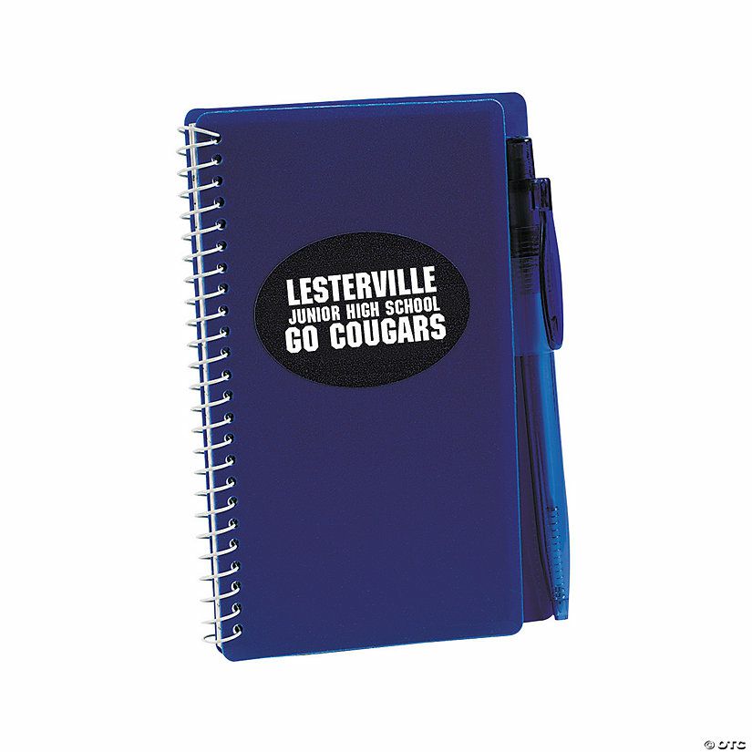 Office Supplies | Personalized Blue Spiral Notebooks with Pens – 12 Pc.