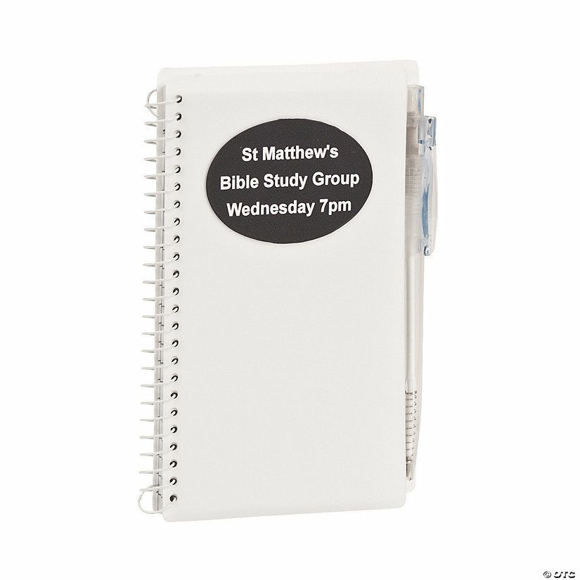 Office Supplies | Personalized White Spiral Notebooks with Pens – 12 Pc.