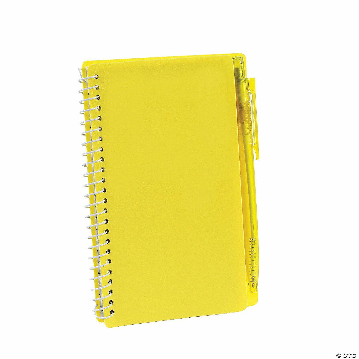 Office Supplies | Yellow Spiral Notebooks with Pens – 12 Pc.