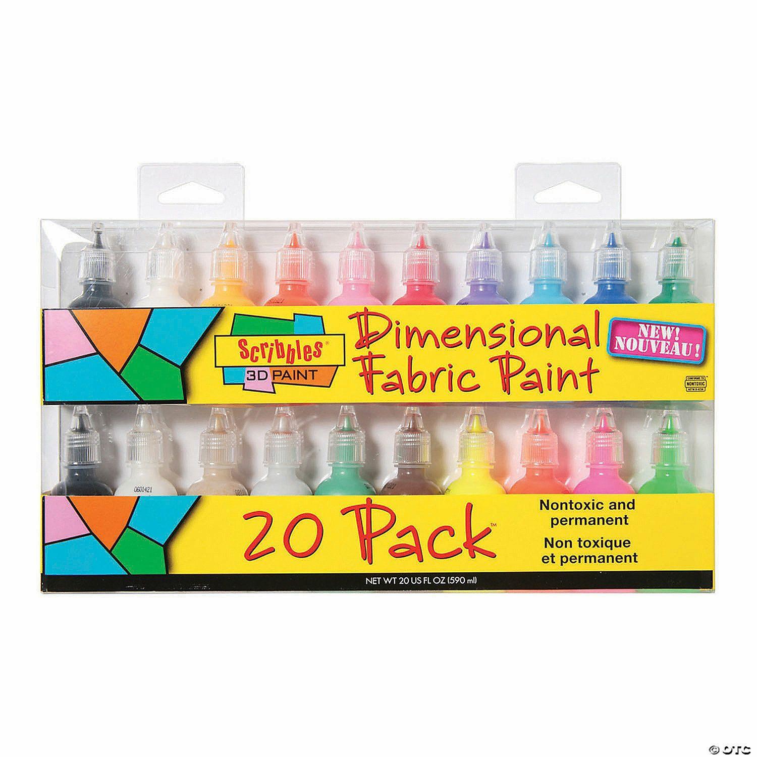 Paint | 1-oz. Tulip® Scribbles Assorted Colors 3D Fabric Paint – Set of 20