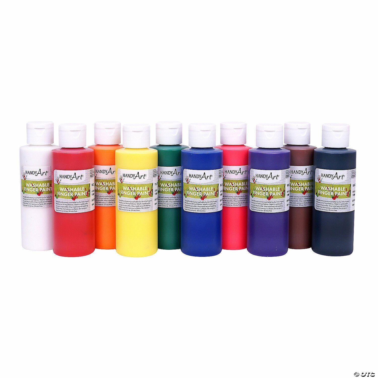 Paint | 4″ 4 oz. Bright 10-Color Washable Finger Paint Set – 10 Pc.