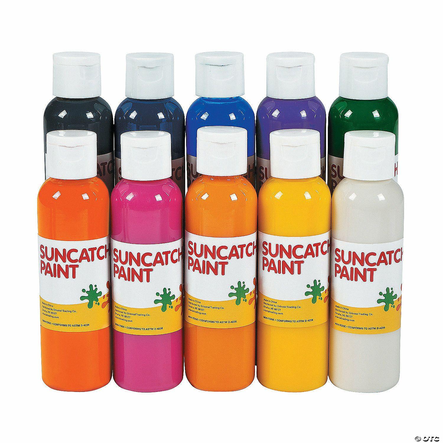 Paint | 5 1/2″ 4 oz. 10-Color Assorted Suncatcher Paint Pack – 10 Pc.