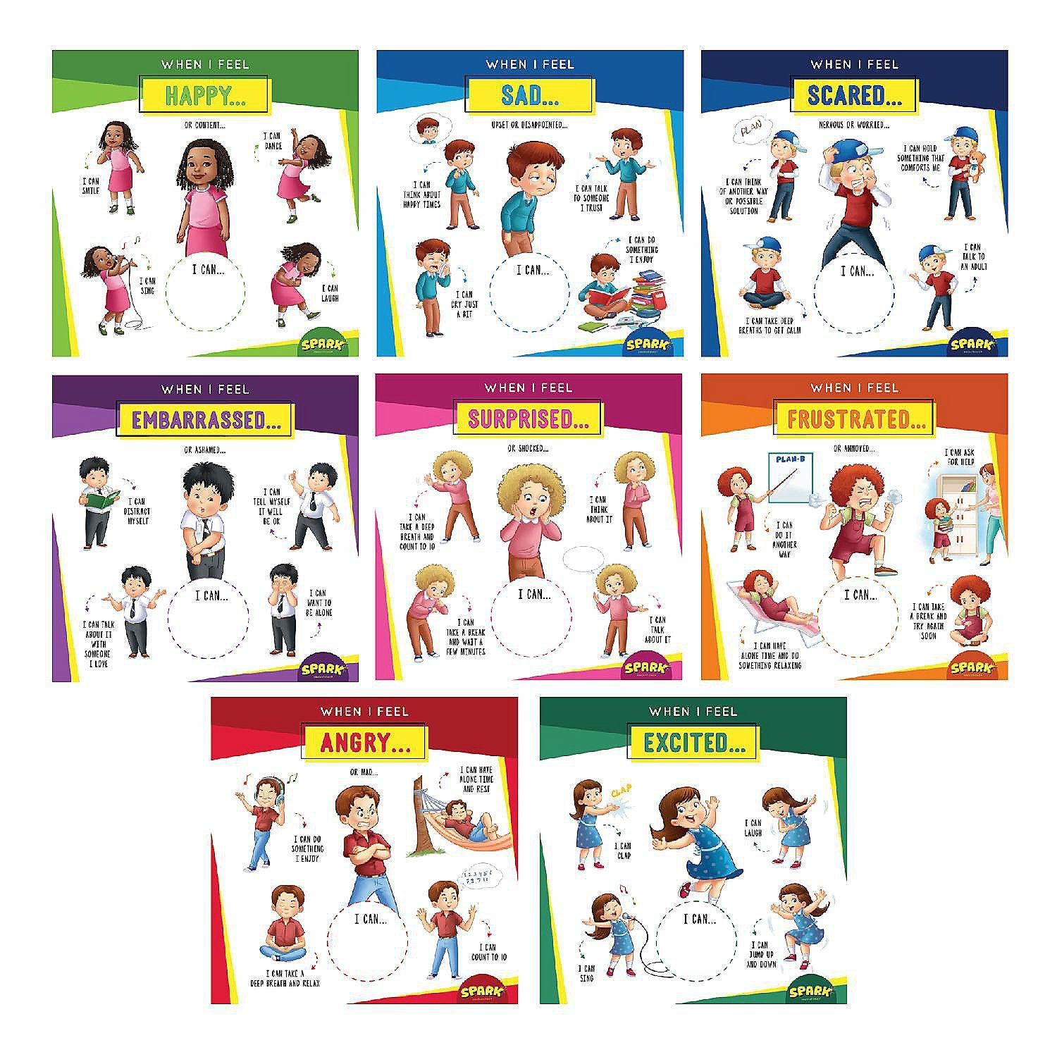 Paper | Spark Eight Large Emotion Posters and Feelings Cards Educational Classroom Posters