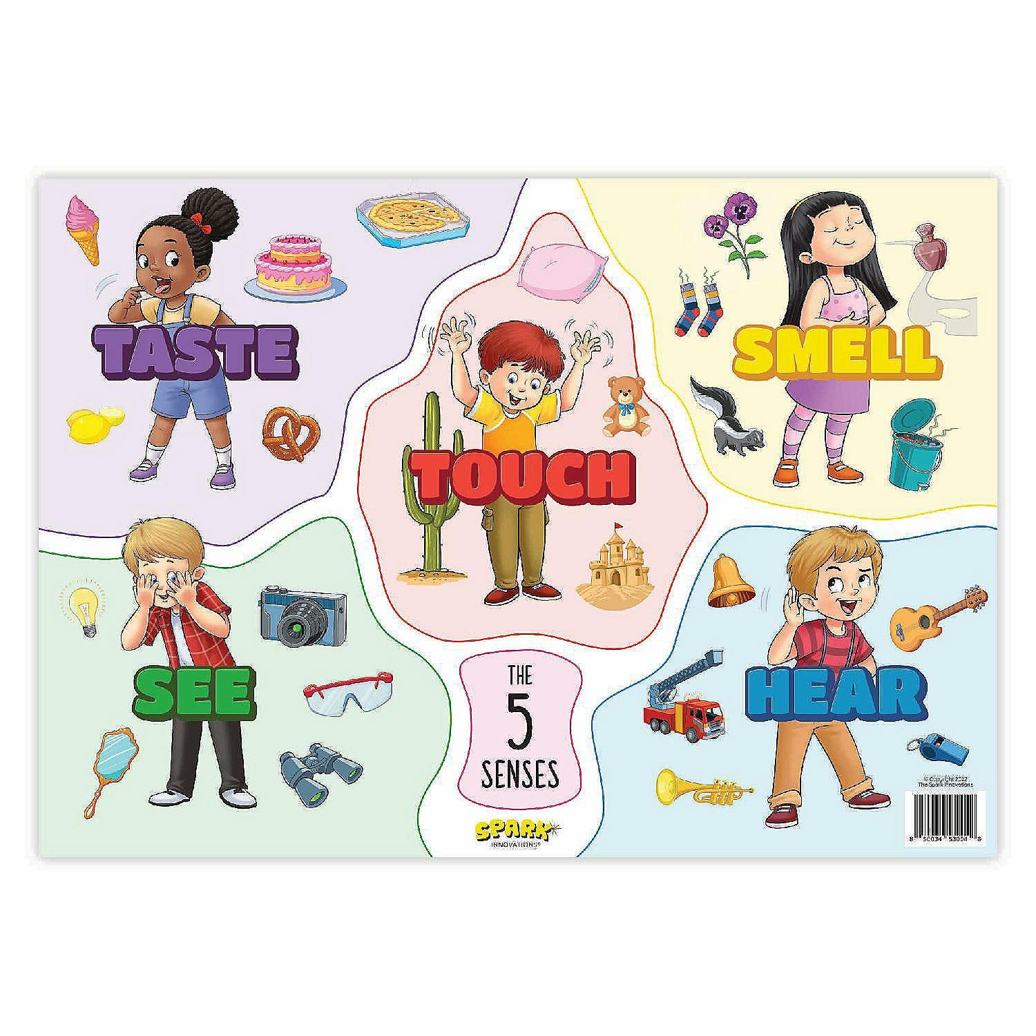 Paper | Spark Five Senses Poster Laminated 17 x 24 Preschool Educational Classroom Chart