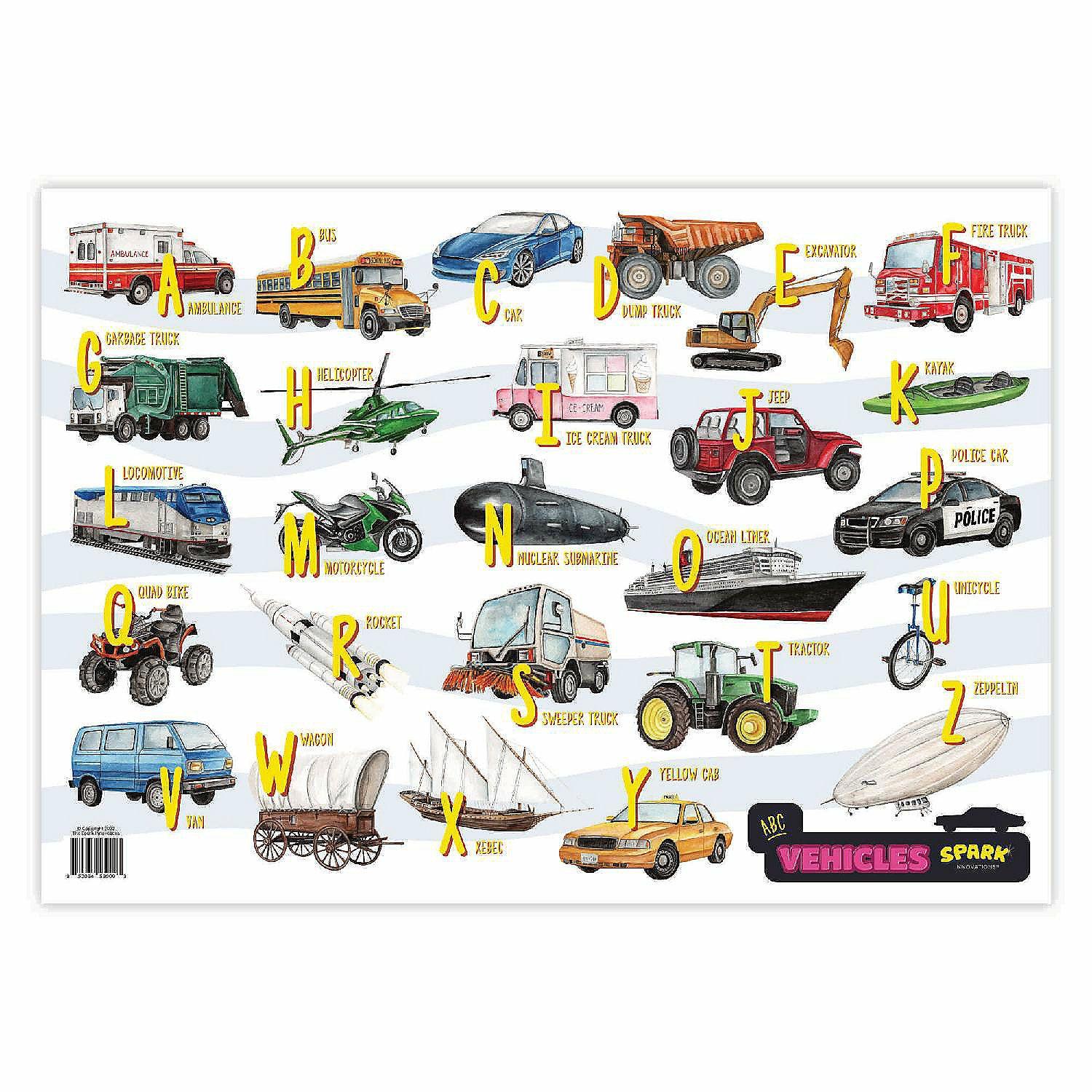 Paper | Spark Vehicle Wall Poster Learn ABC Wall Decor 18 x 24