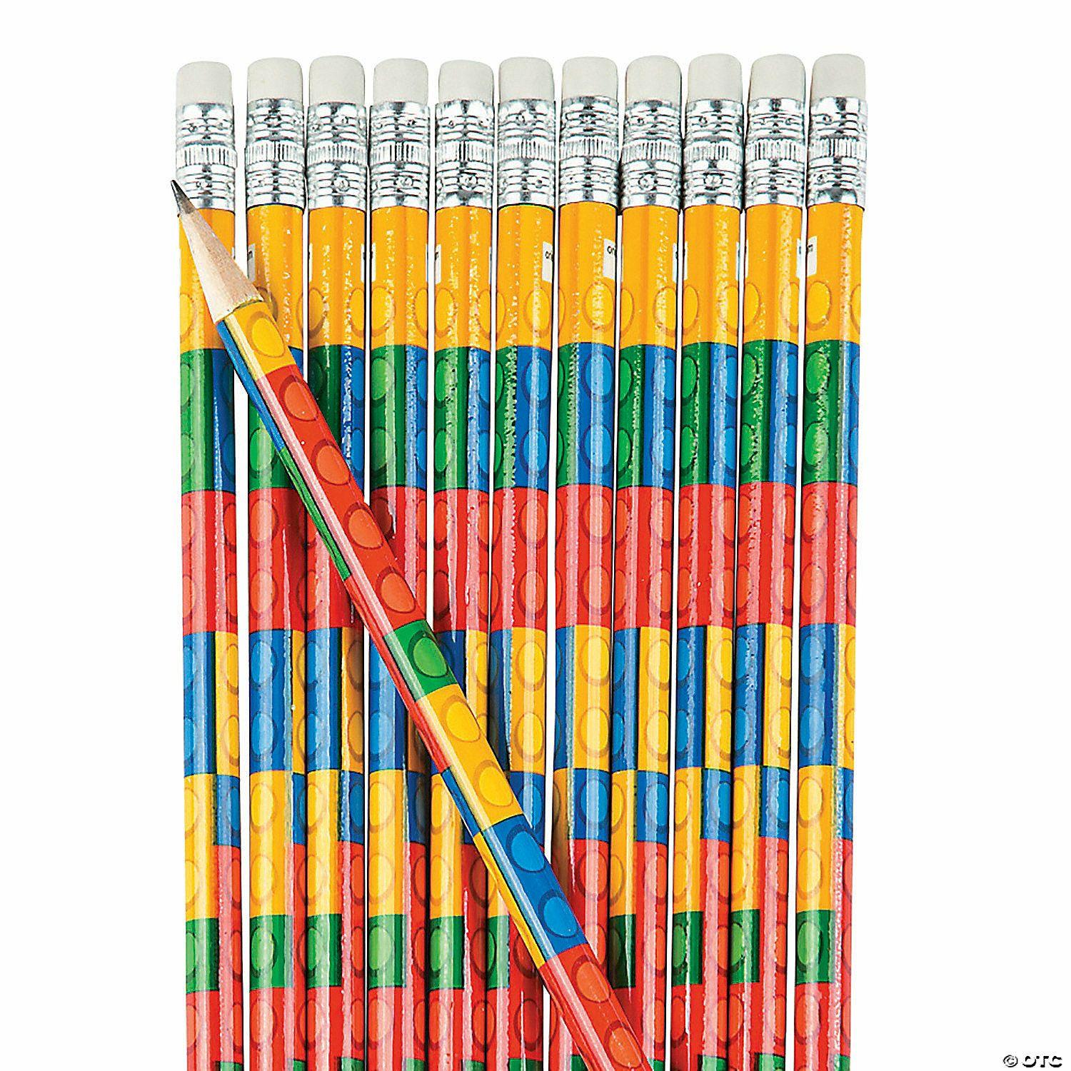 Pencils | 7 1/2″ Color Brick Multicolor Wood Pencils – 24 Pc.