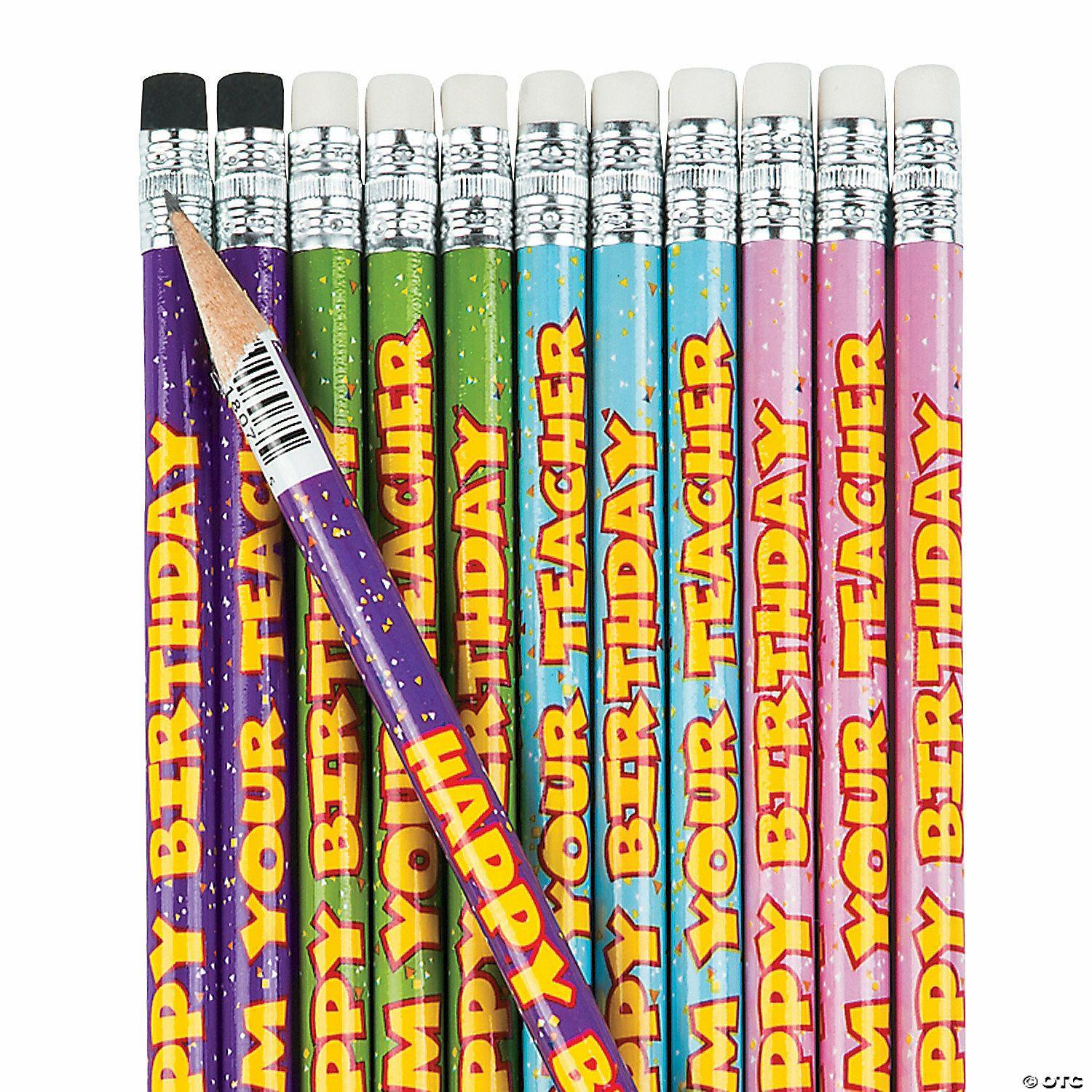 Pencils | 7 1/2″ Happy Birthday From Your Teacher Wood Pencils – 24 Pc.