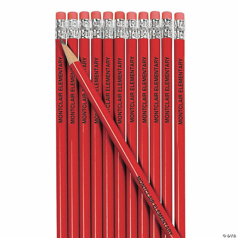 Pencils | 7 1/2″ Personalized Classic Red Solid Color Wood Pencils – 24 Pc.