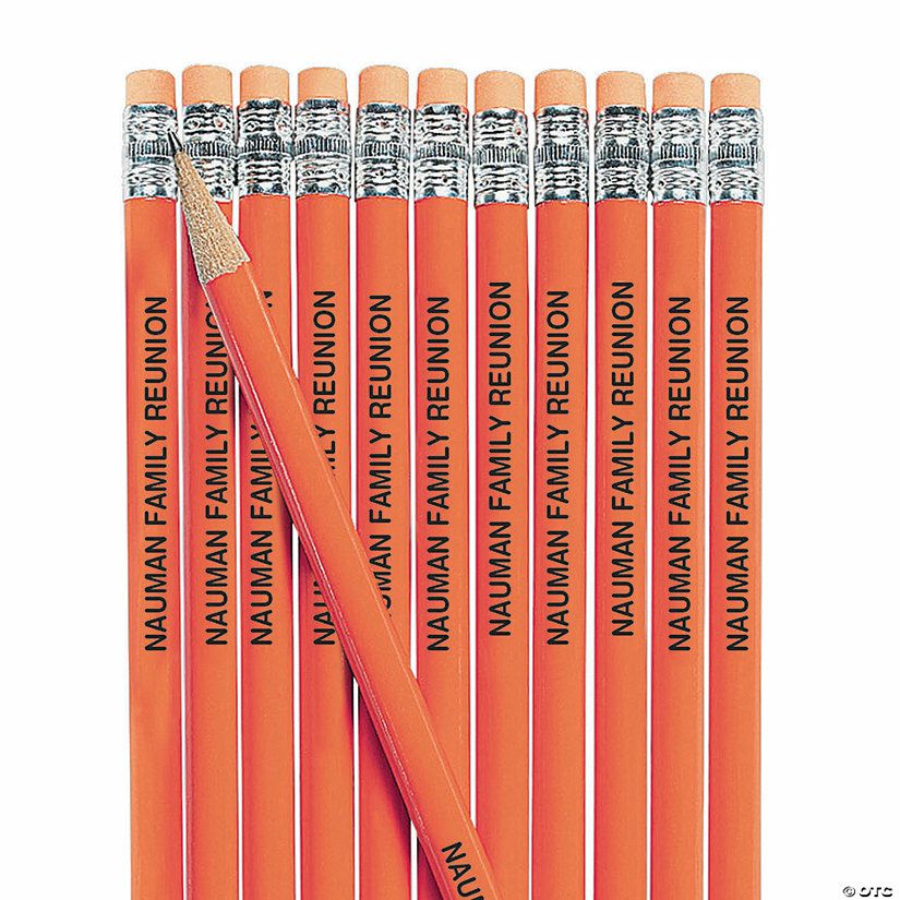 Pencils | 7 1/2″ Personalized Orange Solid Color Wood Pencils – 24 Pc.