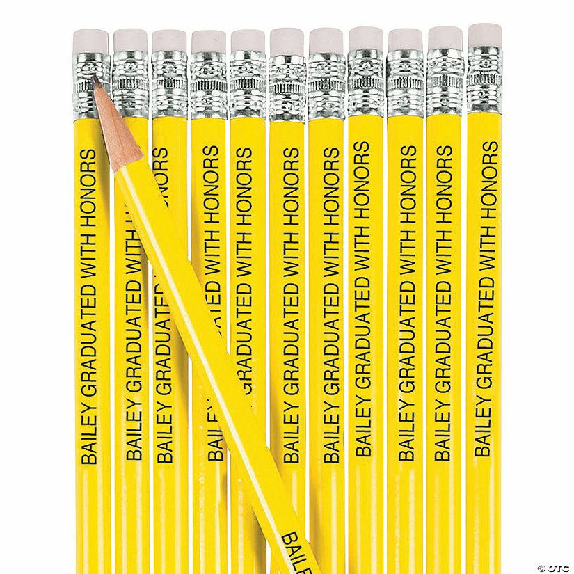 Pencils | 7 1/2″ Personalized Yellow Solid Color Wood Pencils – 24 Pc.