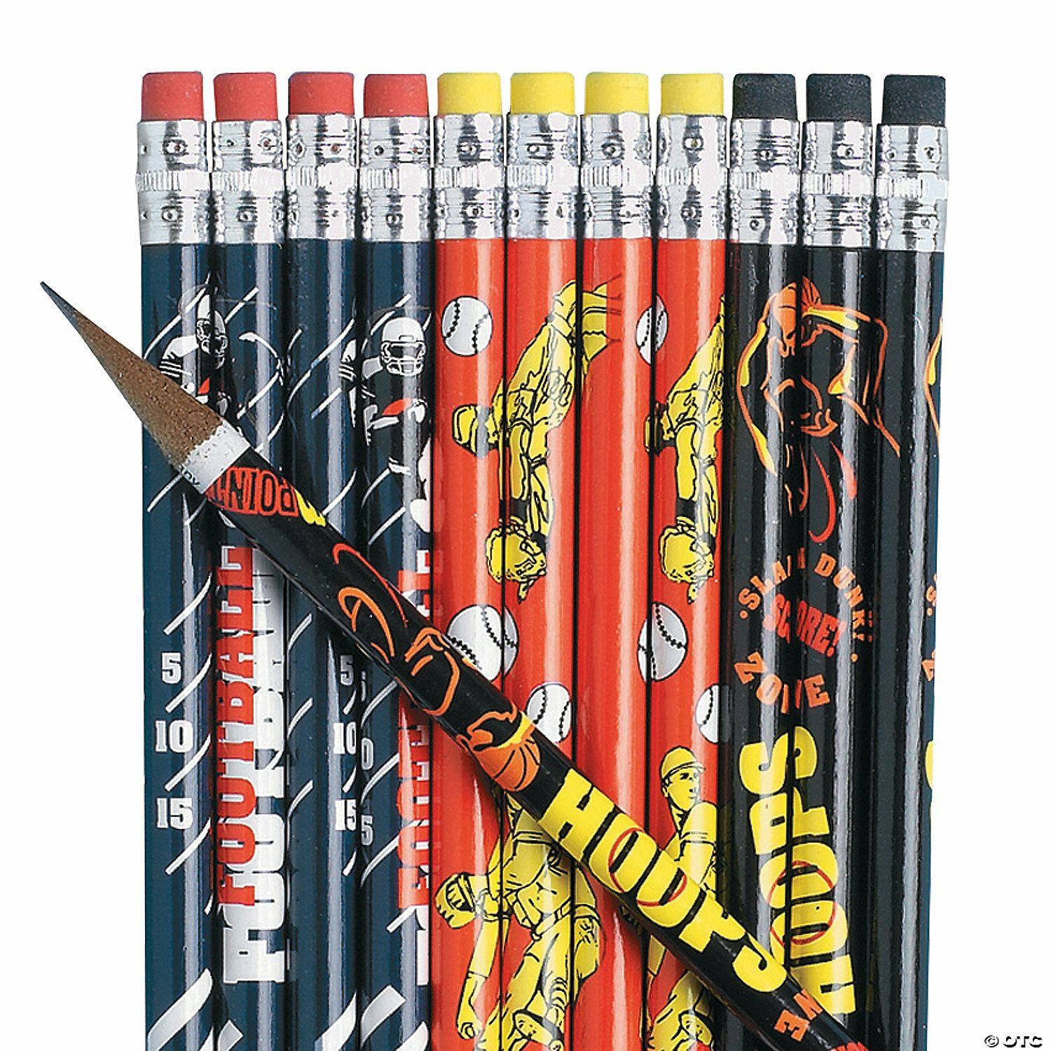 Pencils | Football, Basketball & Baseball Pencils – 24 Pc.