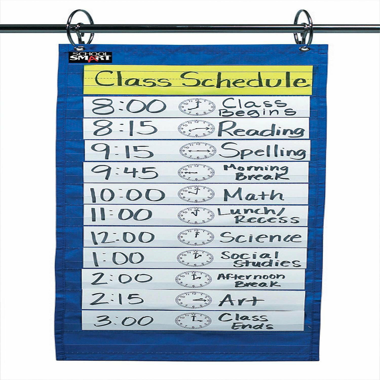 Pocket Charts | School Smart Pocket Chart with 14 Pockets, 33 x 12-1/2 Inches, Blue