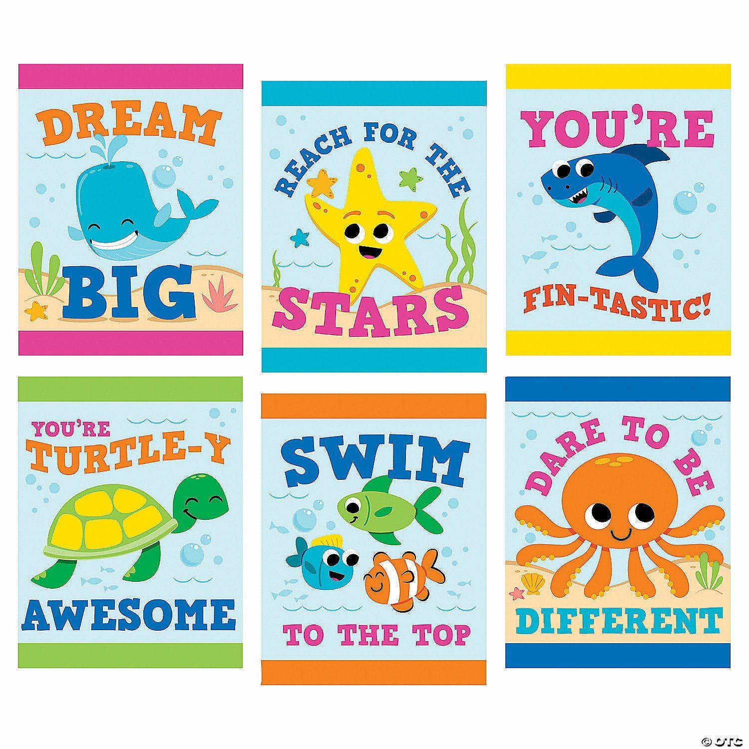 Posters | 16″ x 20 3 4″ Under the Sea Classroom Cardstock Posters – 6 Pc.