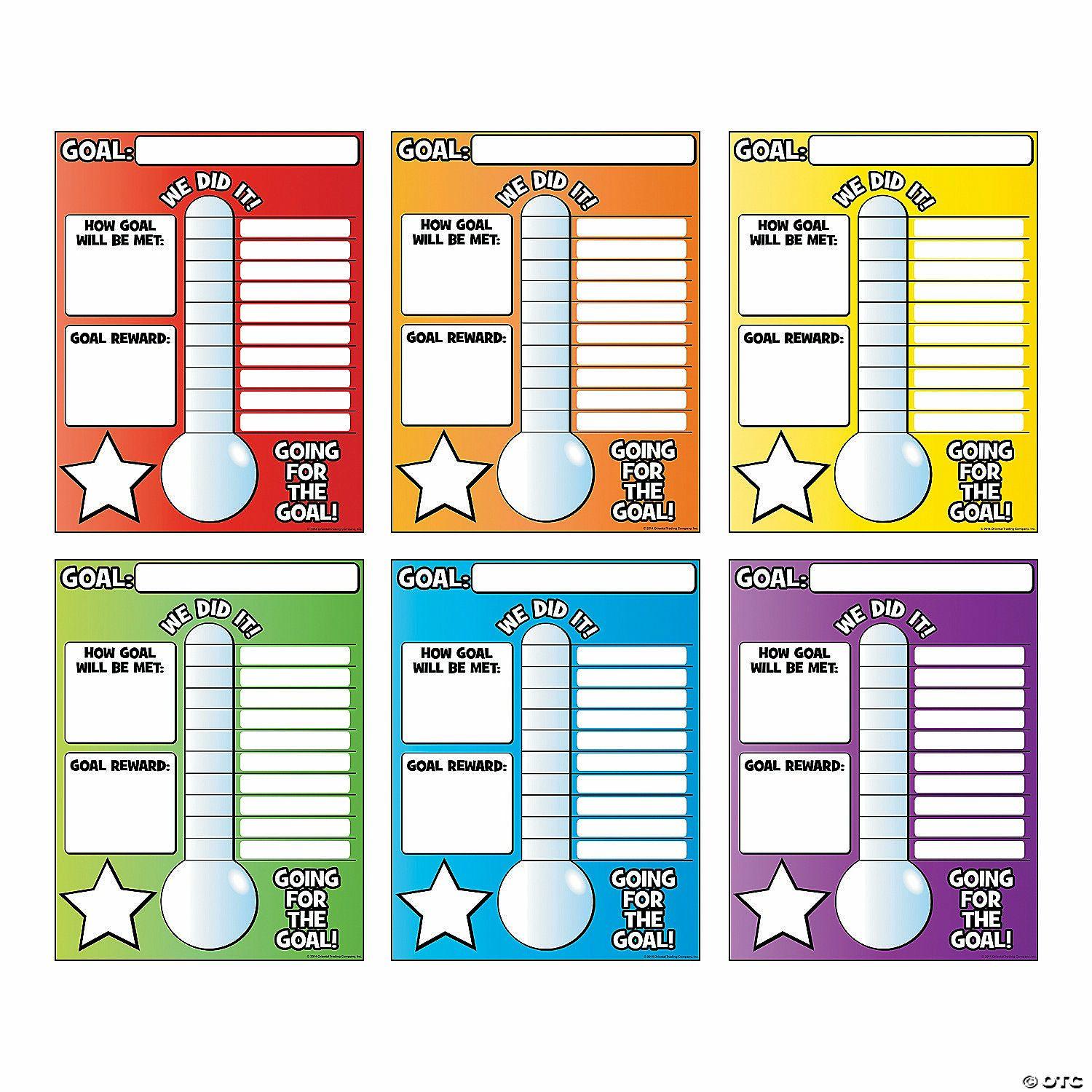 Posters | 17″ x 22″ Goal Thermometer Classroom Cardstock Posters – 6 Pc.