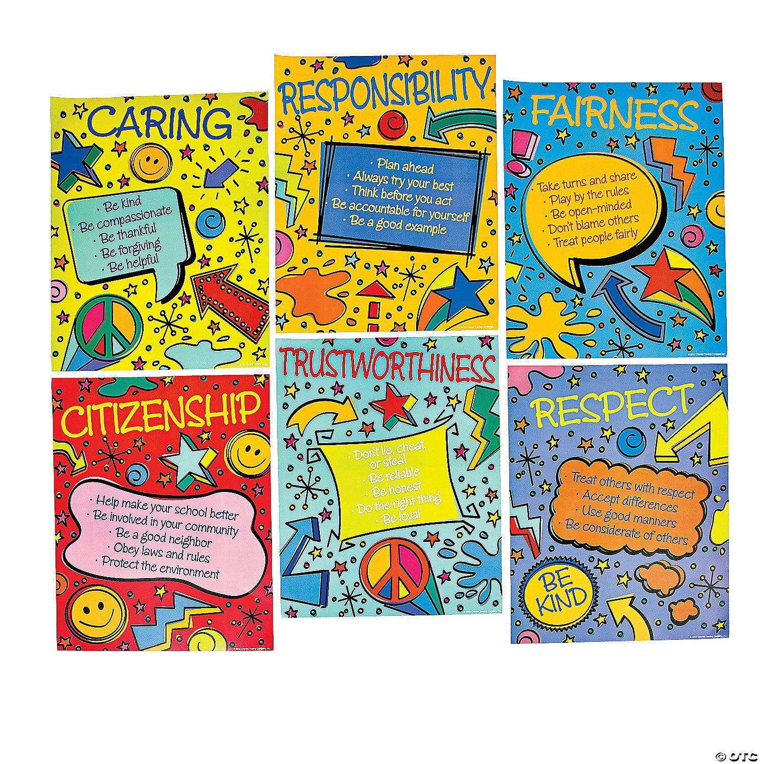 Posters | 17″ x 22″ Good Character Educational Cardstock Posters – 6 Pc.