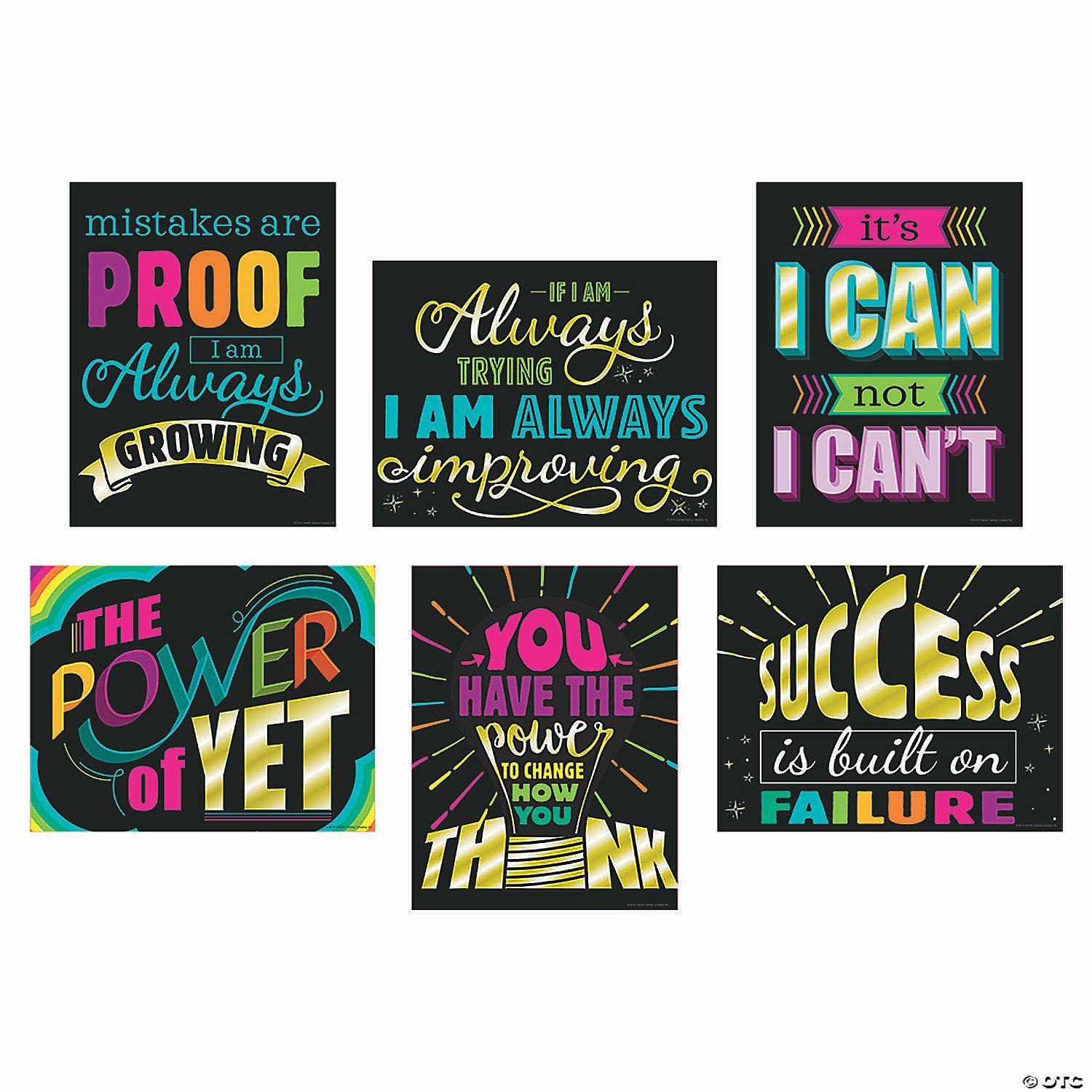 Posters | 17″ x 22″ Growth Mindset Inspirational Multicolor Paper Posters – 6 Pc.