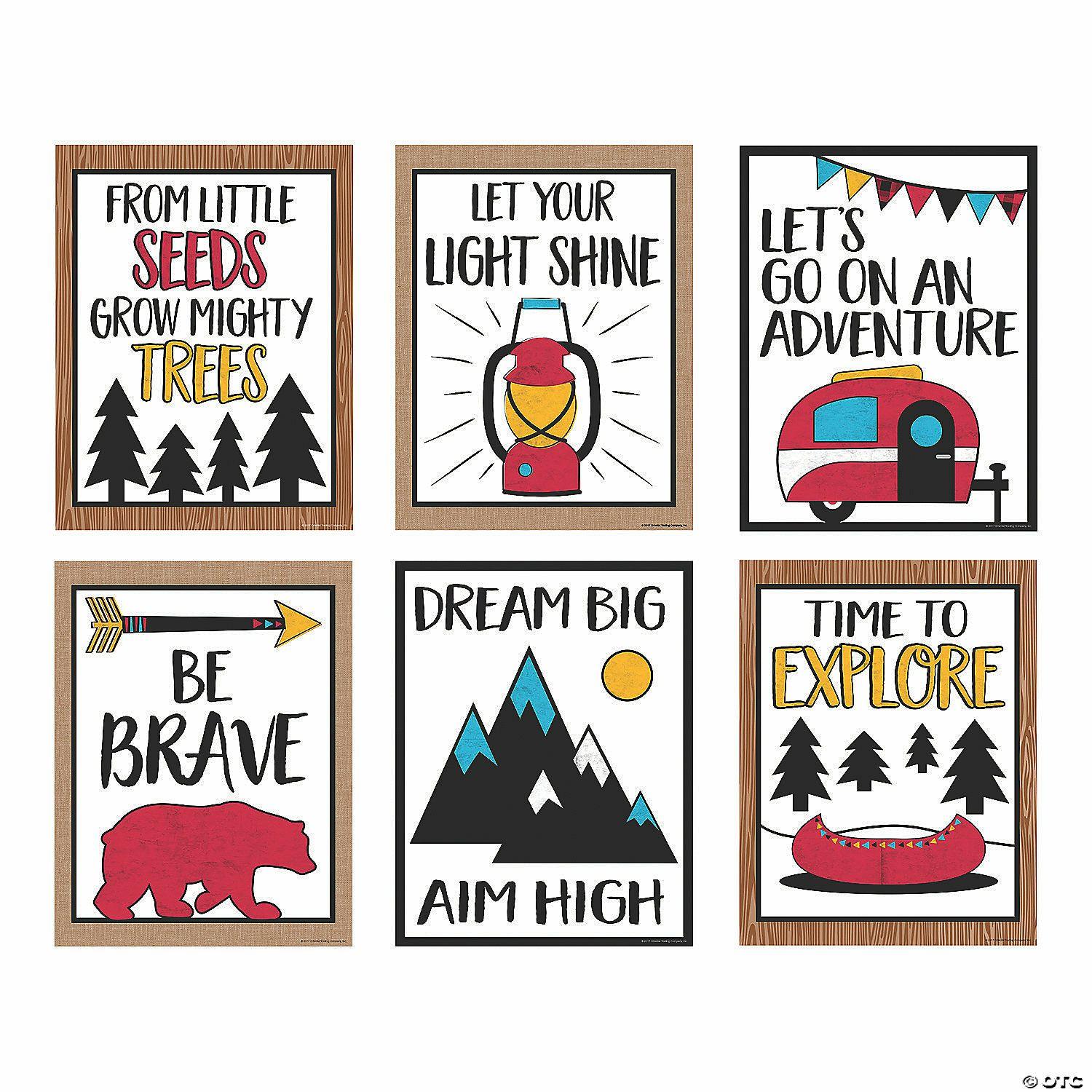 Posters | 17″ x 22″ Nature Adventure Motivational Cardstock Posters – 6 Pc.