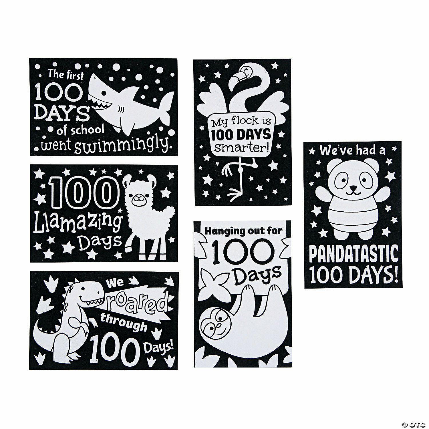 Posters | Color Your Own 100th Day of School Mini Fuzzy Posters – 30 Pc.