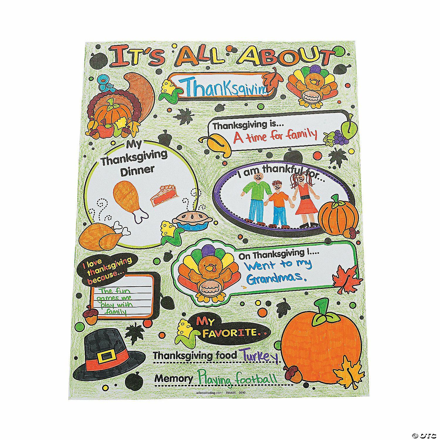 Posters | Color Your Own! ” All About Thanksgiving” Posters – 30 Pc.